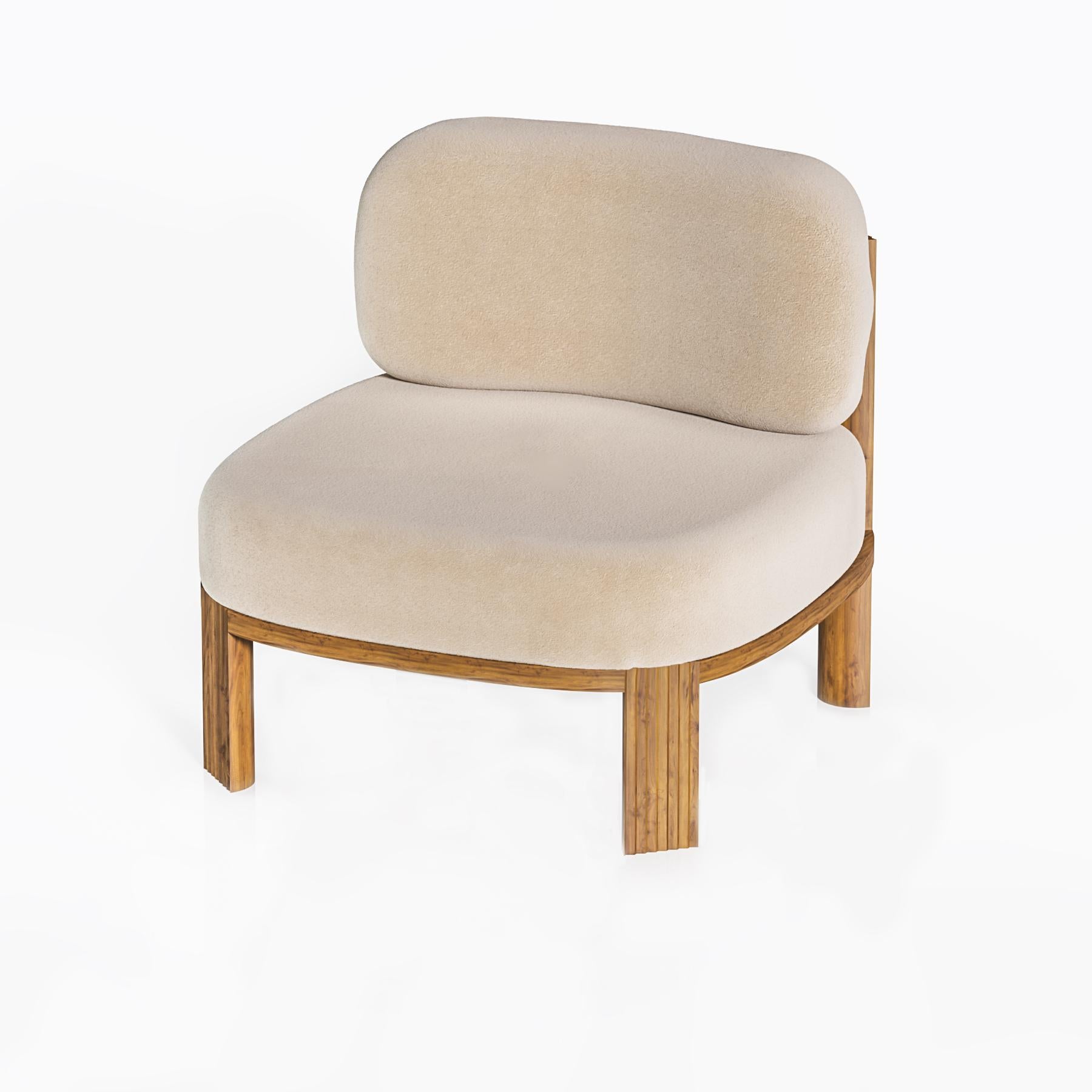 Portuguese Contemporary Modern European:  111 Armchair in Fabric & Oak Wood by Collector For Sale