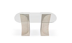 Console à bords modernes contemporaines en marbre travertin par Collector