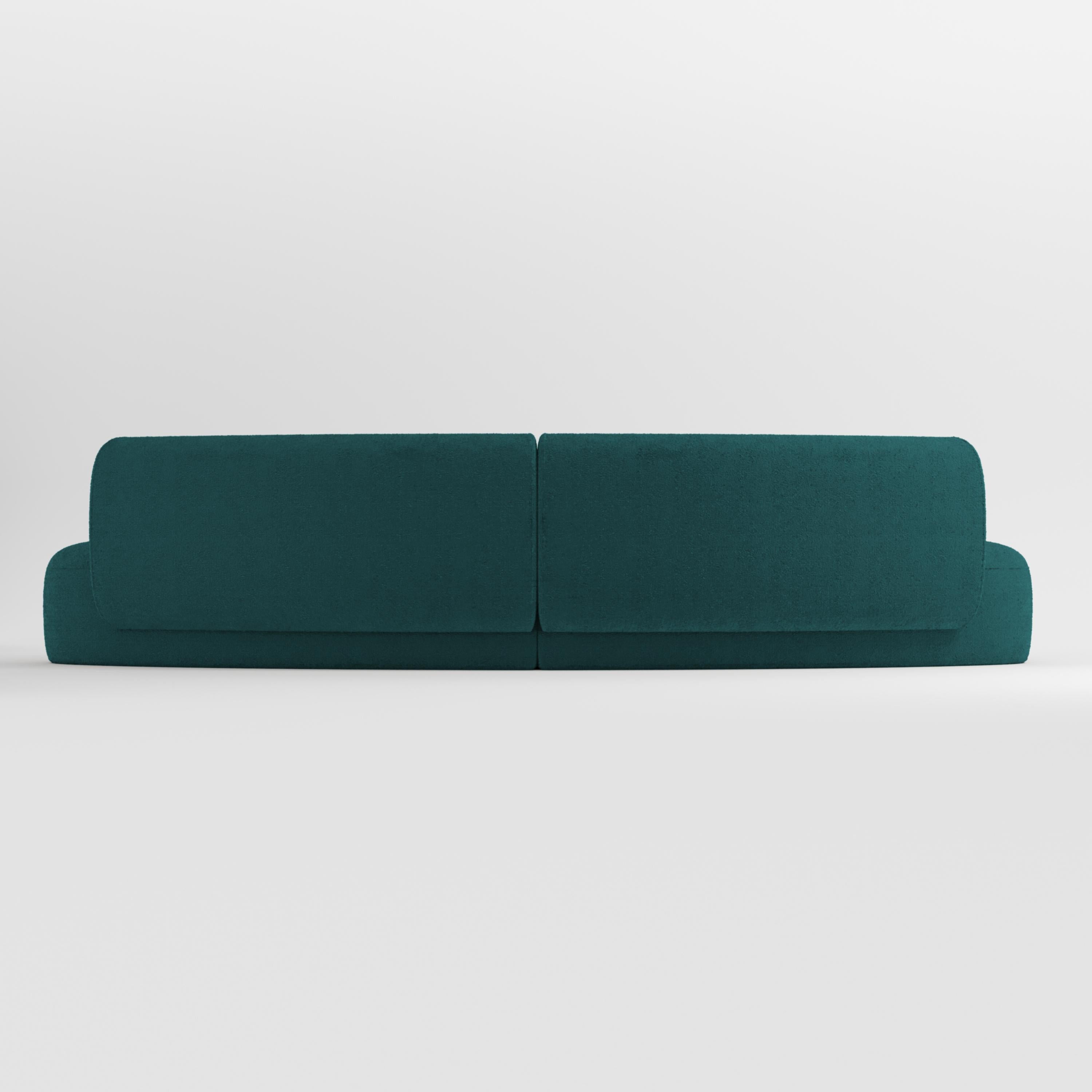 Portuguese 21st Century Designed by Ferrianisbolgi Hug Modular Sofa Boucle Petrol Blue For Sale