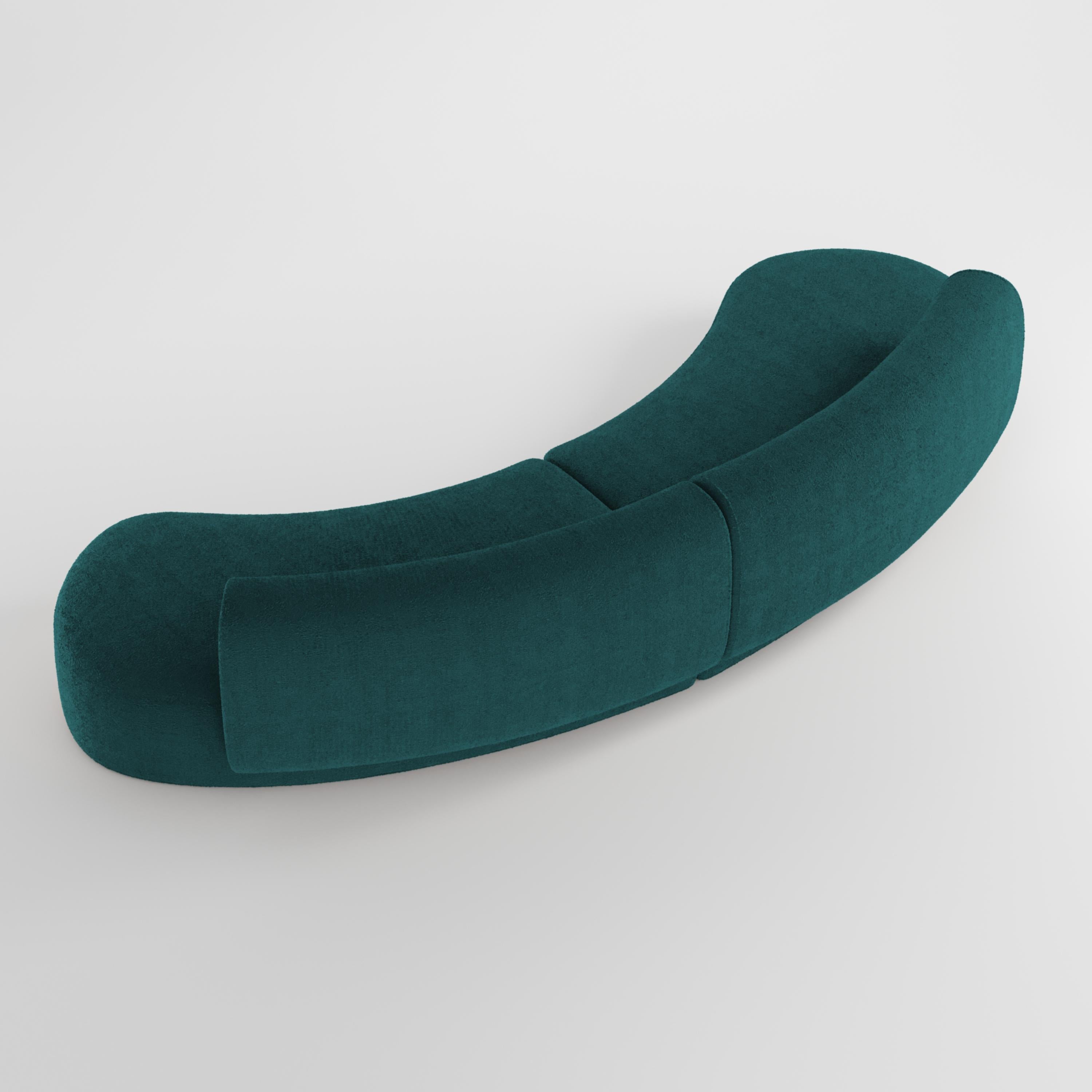 Contemporary 21st Century Designed by Ferrianisbolgi Hug Modular Sofa Boucle Petrol Blue For Sale