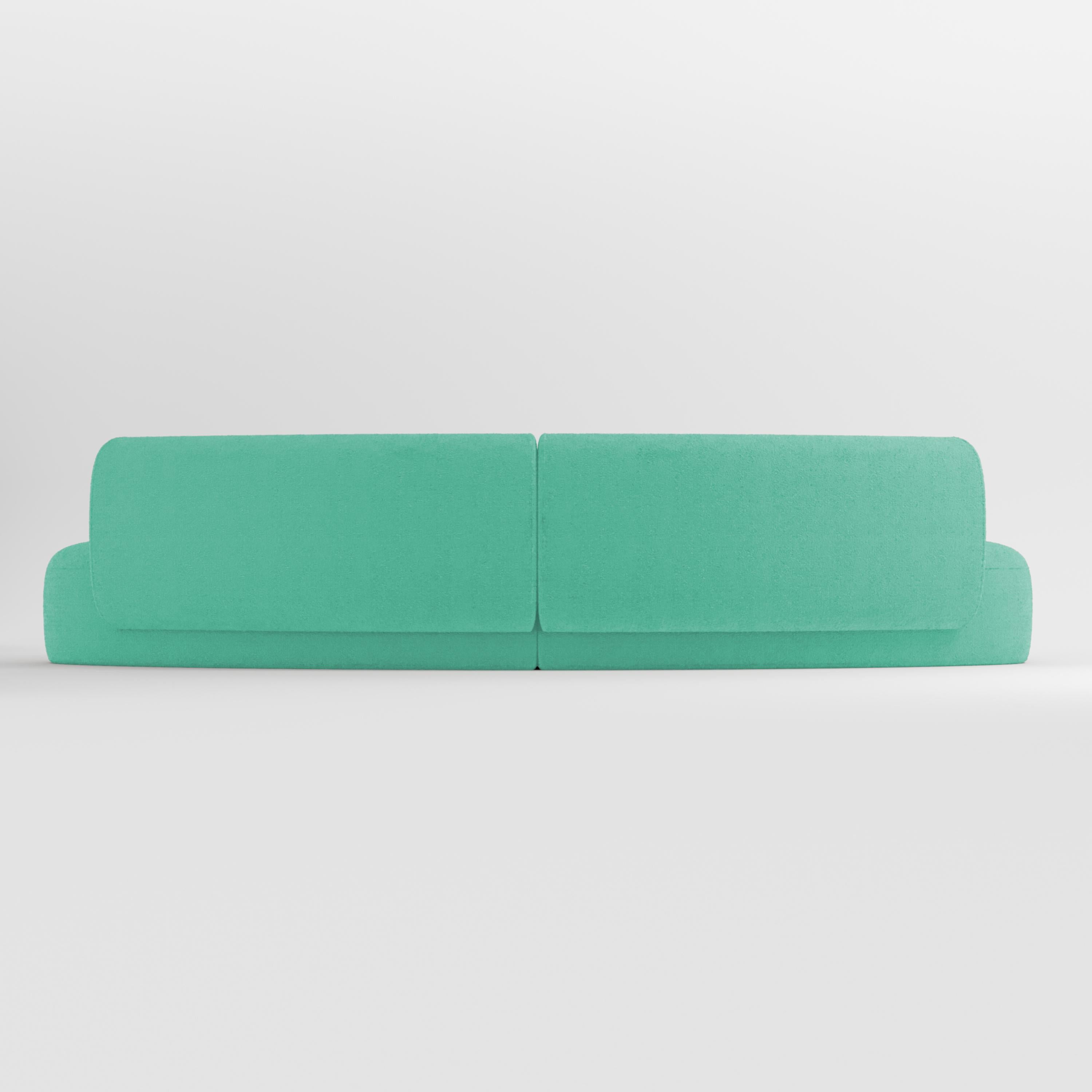 Portuguese 21st Century Designed by Ferrianisbolgi Hug Modular Sofa Boucle Turquoise For Sale