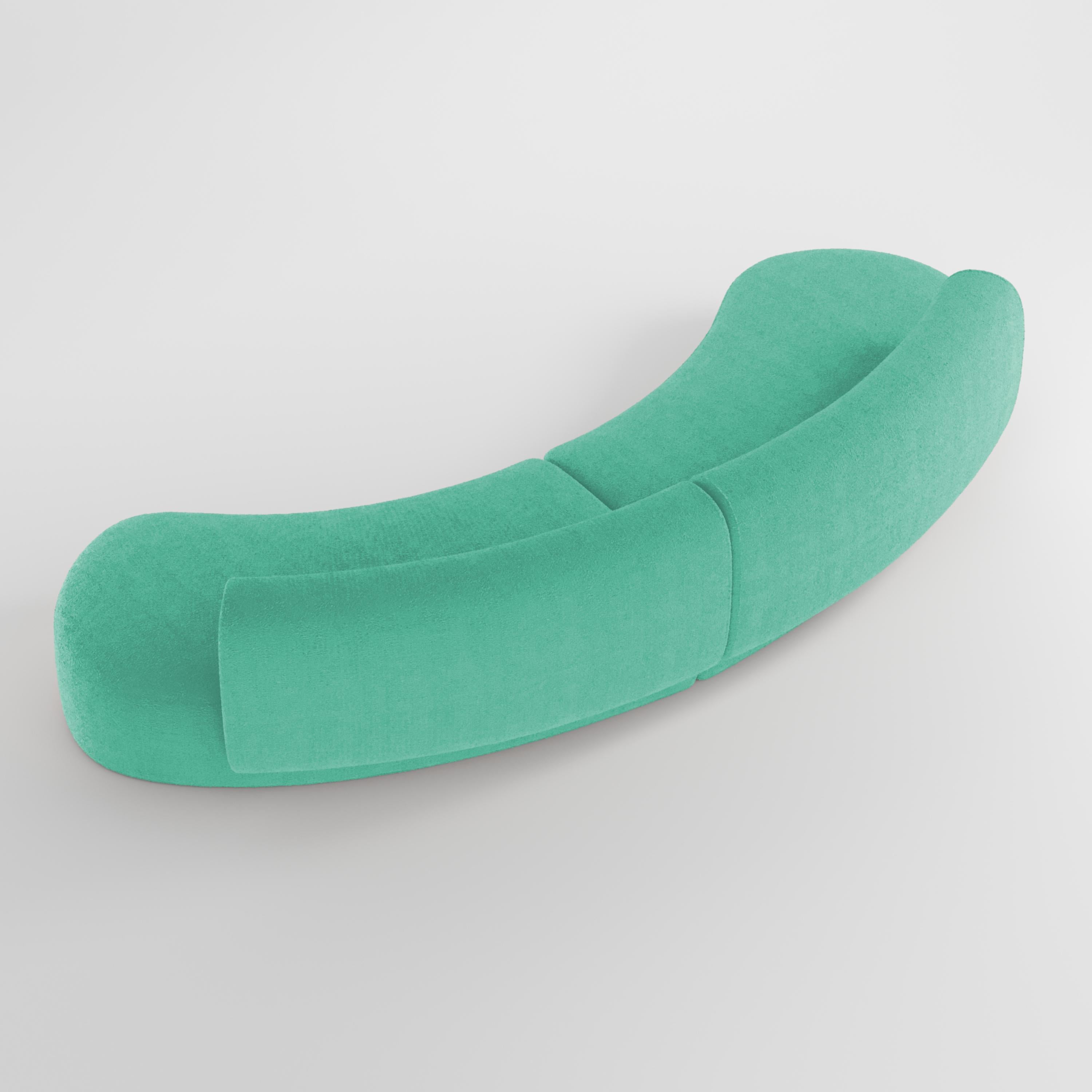 Contemporary 21st Century Designed by Ferrianisbolgi Hug Modular Sofa Boucle Turquoise For Sale
