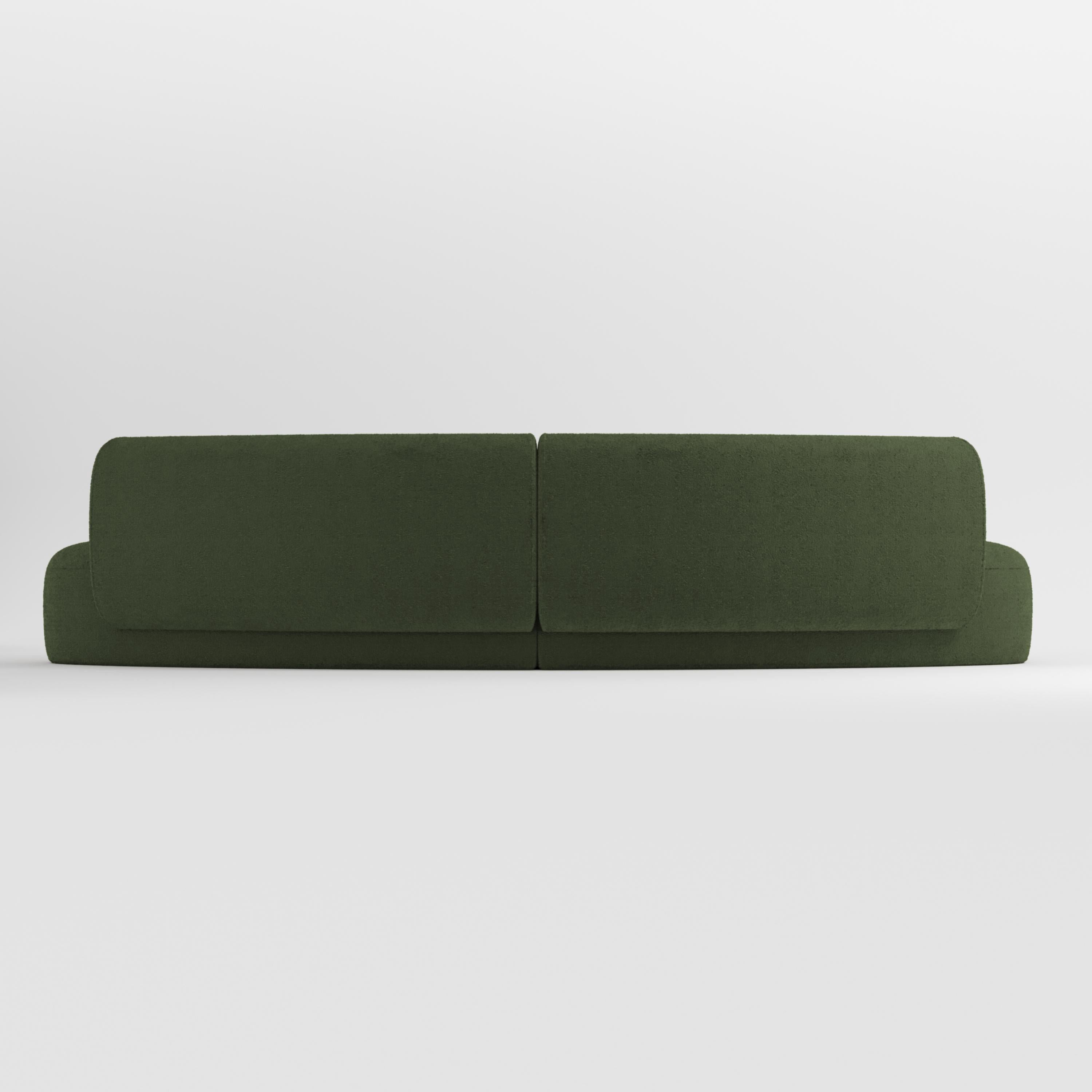 Portuguese 21st Century Designed by Ferrianisbolgi Hug Modular Sofa Boucle Olive Green For Sale