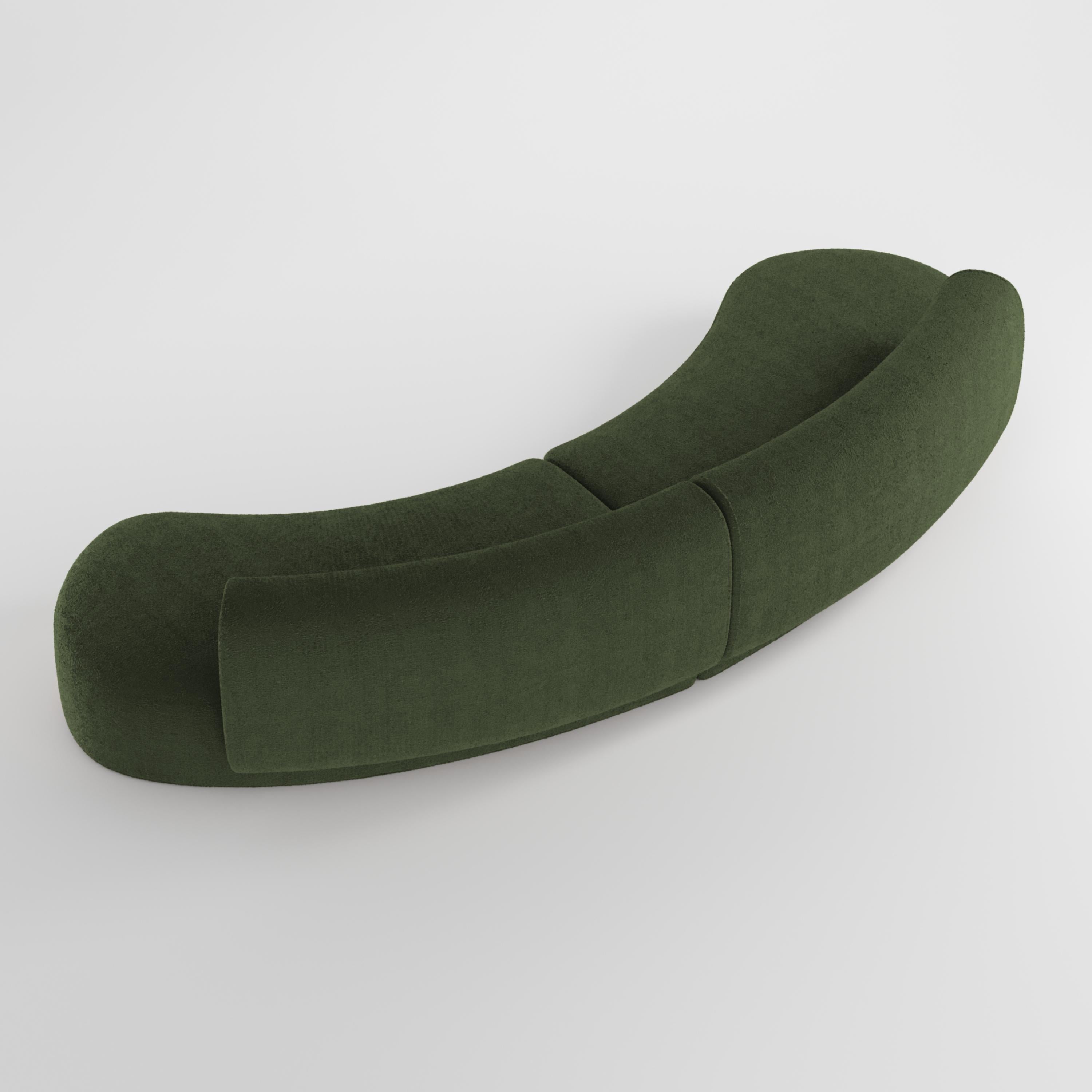 Contemporary 21st Century Designed by Ferrianisbolgi Hug Modular Sofa Boucle Olive Green For Sale