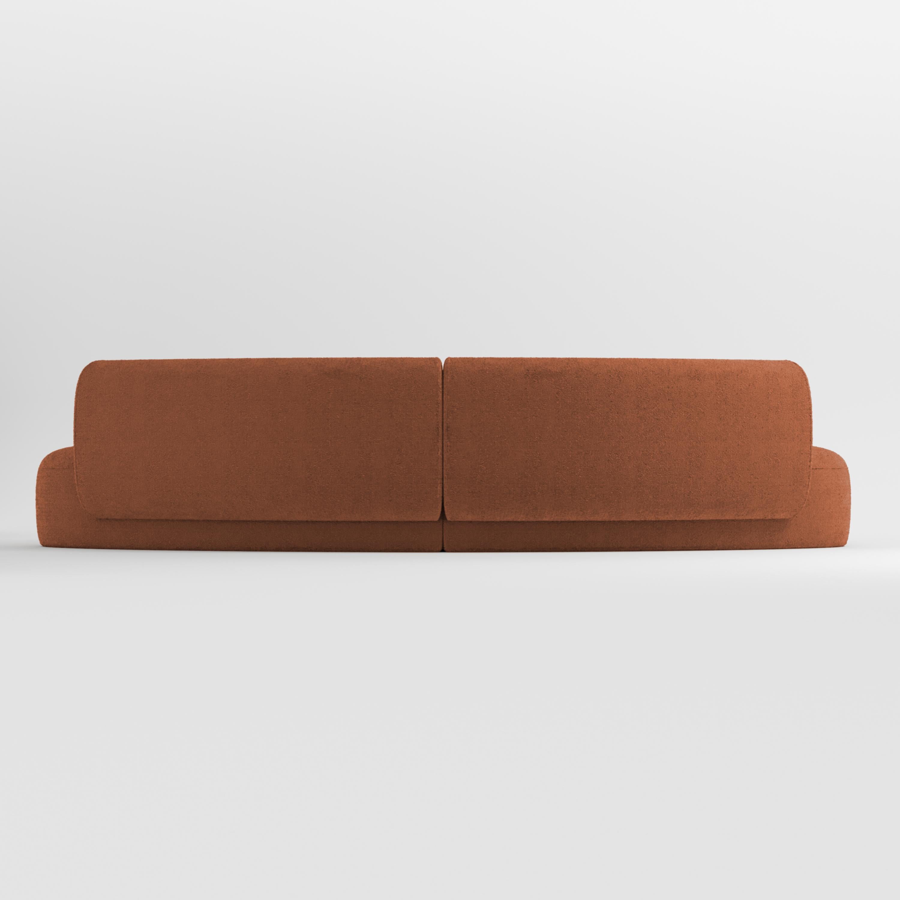 Portuguese 21st Century Designed by Ferrianisbolgi Hug Modular Sofa Boucle Orange For Sale