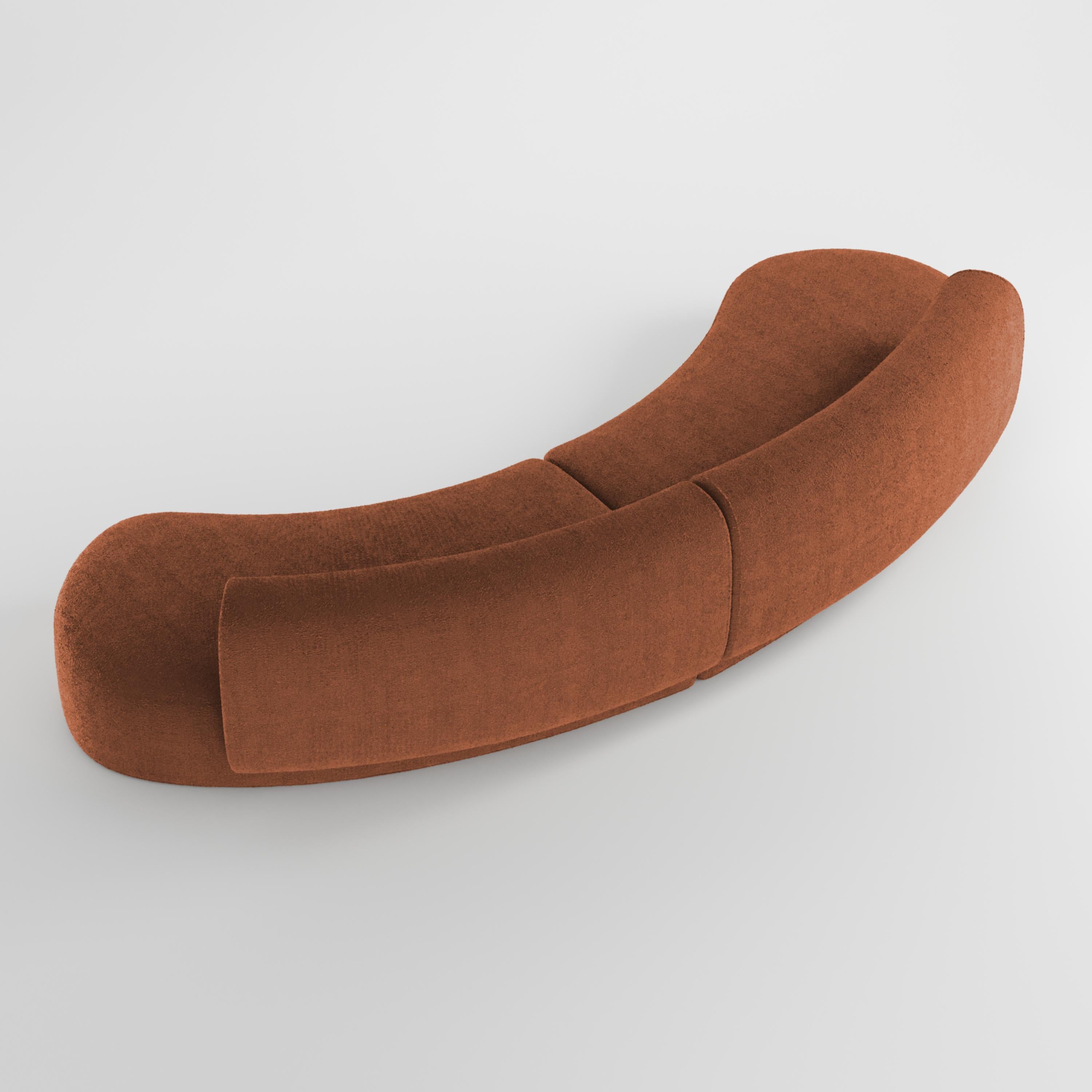 Contemporary 21st Century Designed by Ferrianisbolgi Hug Modular Sofa Boucle Orange For Sale