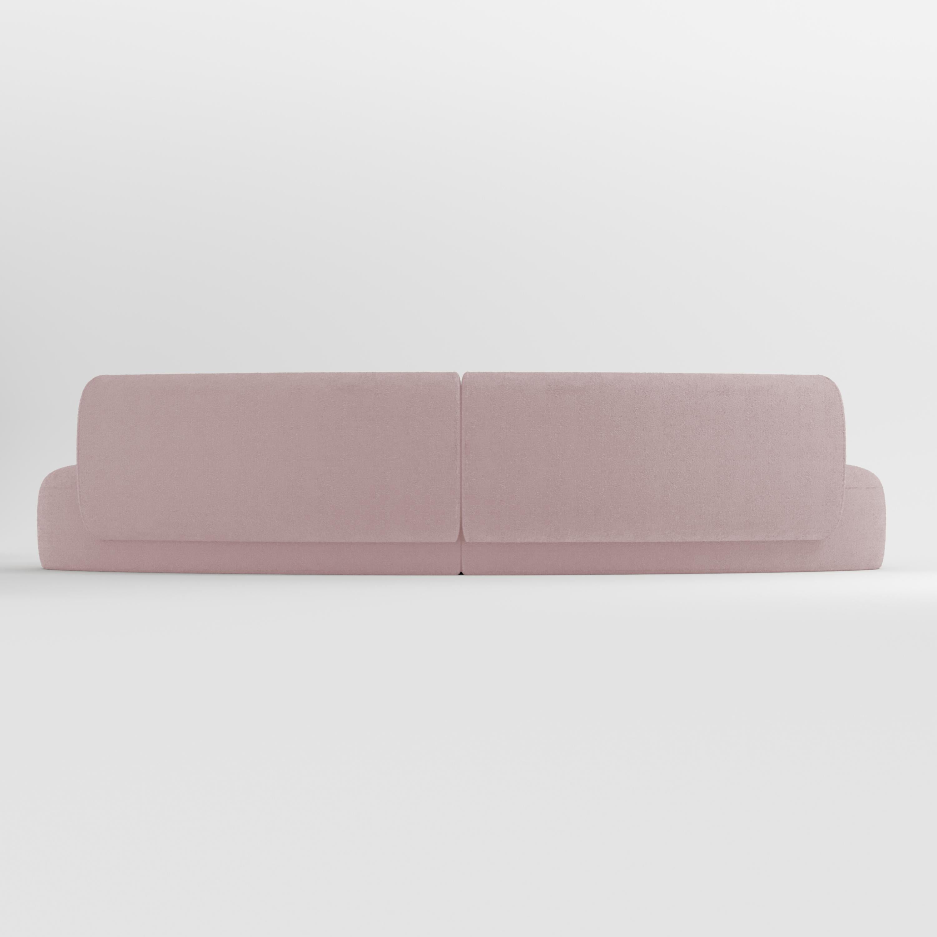 Portuguese 21st Century Designed by Ferrianisbolgi Hug Modular Sofa Boucle Pink For Sale