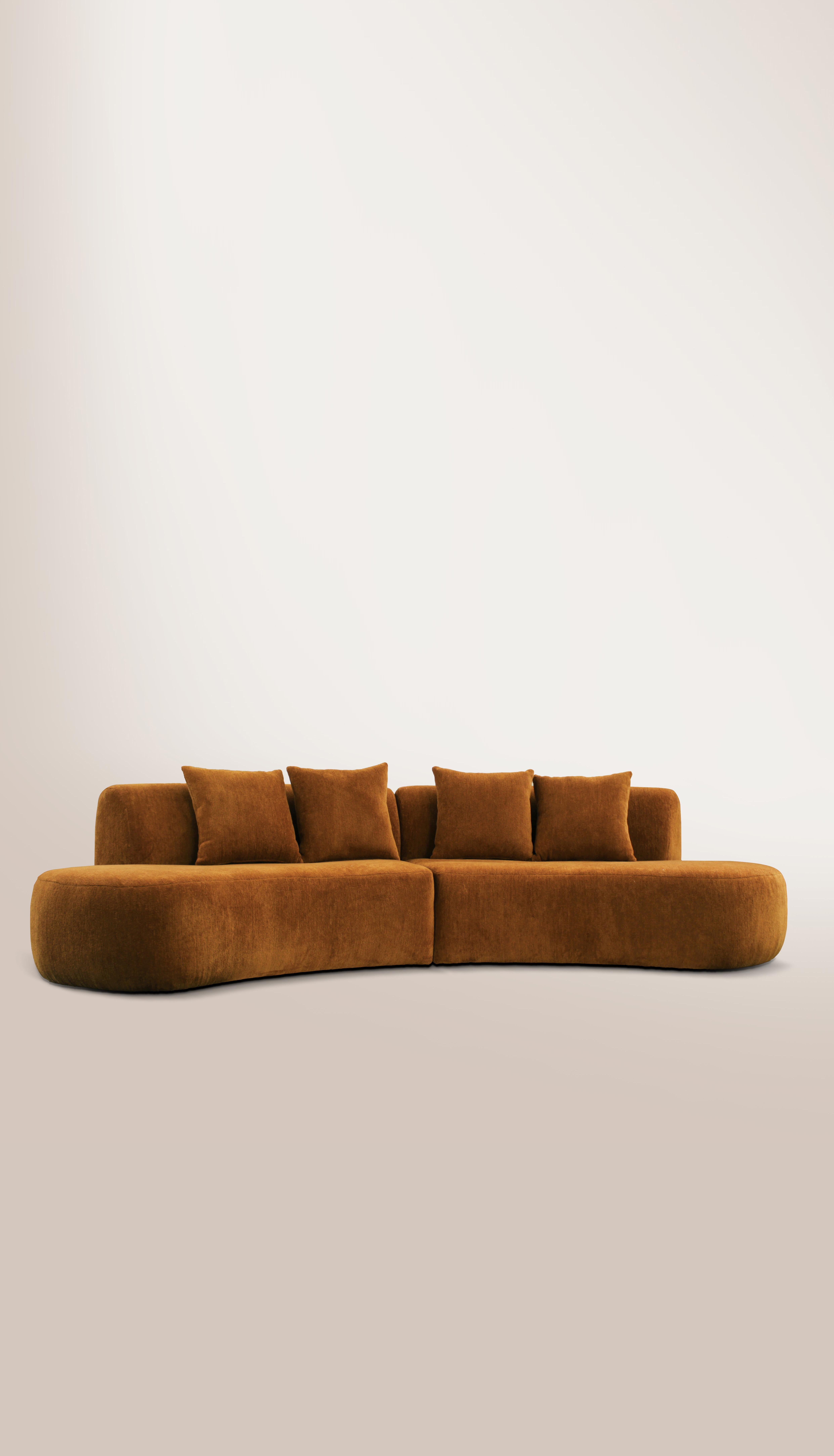 Fabric 21st Century Designed by Ferrianisbolgi Hug Modular Sofa Pierre Frey Tangerine For Sale