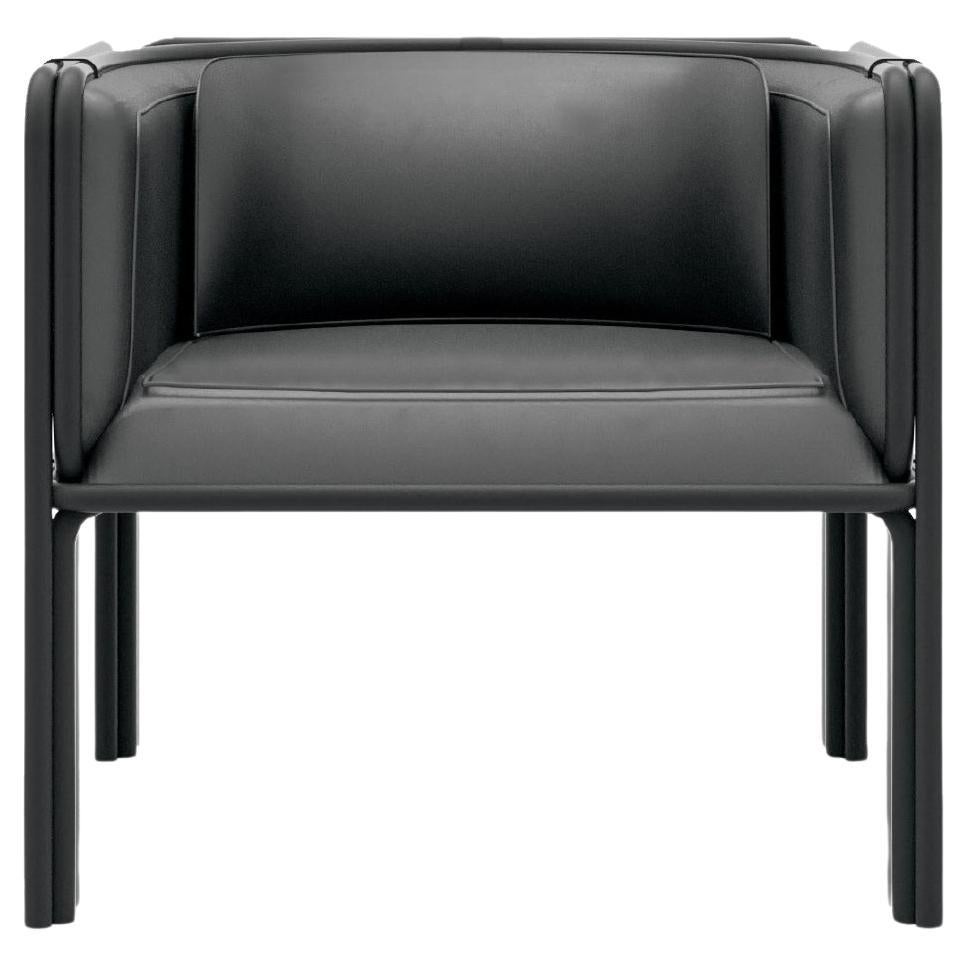 Collector AZ1 Armchair Designed by Francesco Zonca in Leather and Black Metal For Sale