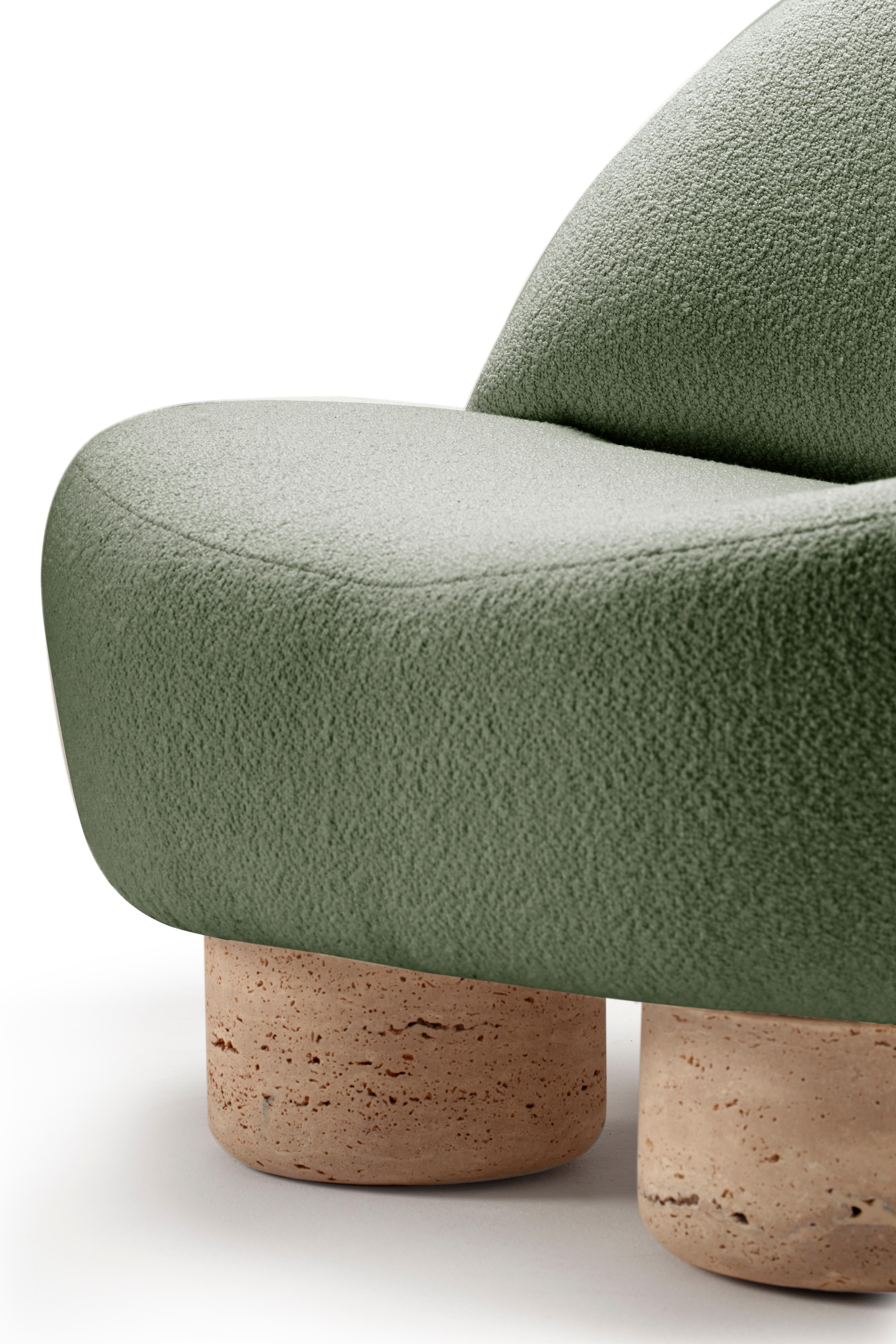 21e siècle conçu par Saccal Design House Hygge fauteuil en travertin bouclé Neuf - En vente à Castelo da Maia, PT