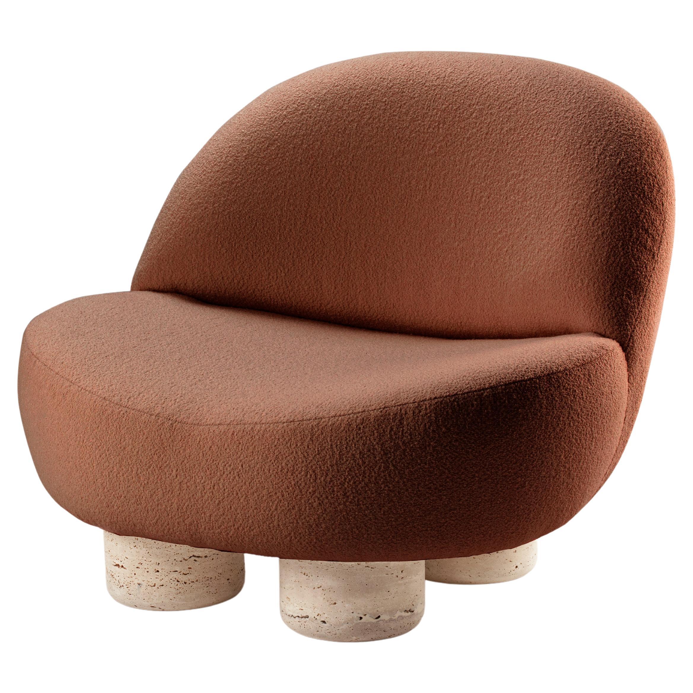 21st Century Designed by Saccal Design House Hygge Armchair Boucle Travertino For Sale