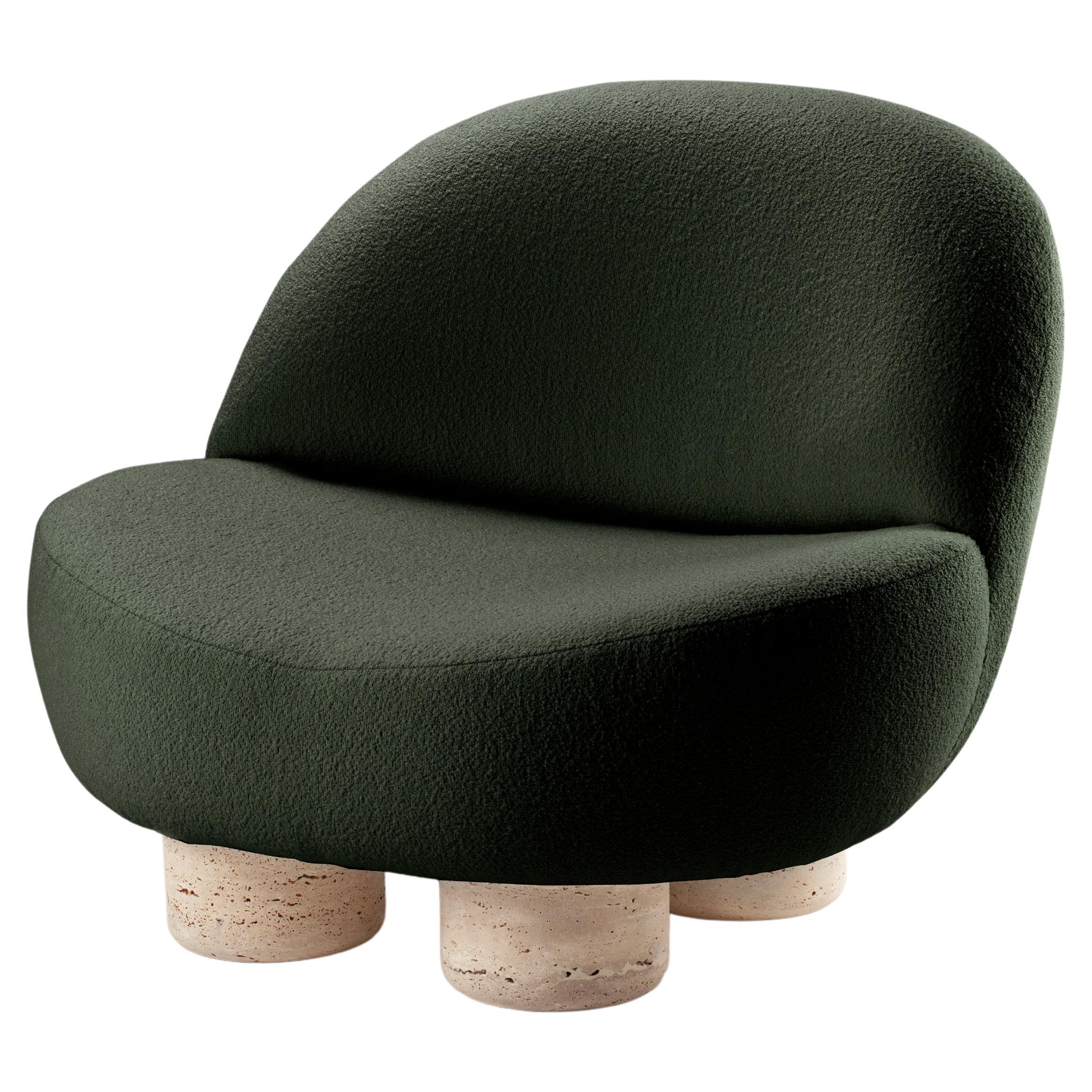 Contemporary Modern Hygge Armchair in Boucle Fabric & Travertino by Collector  For Sale