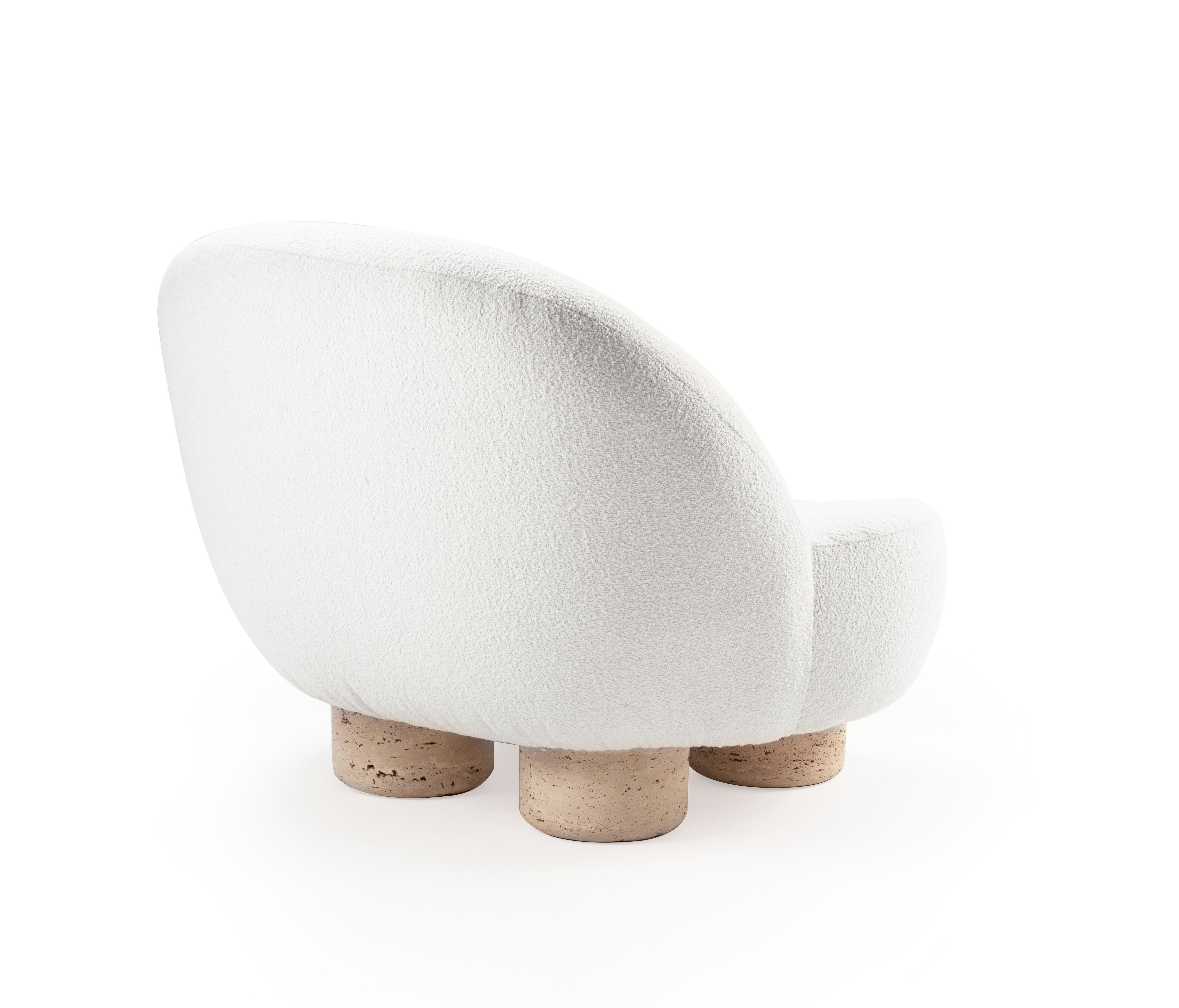 Fauteuil Hygge moderne contemporain en tissu bouclé et travertin par Collector Neuf - En vente à Castelo da Maia, PT