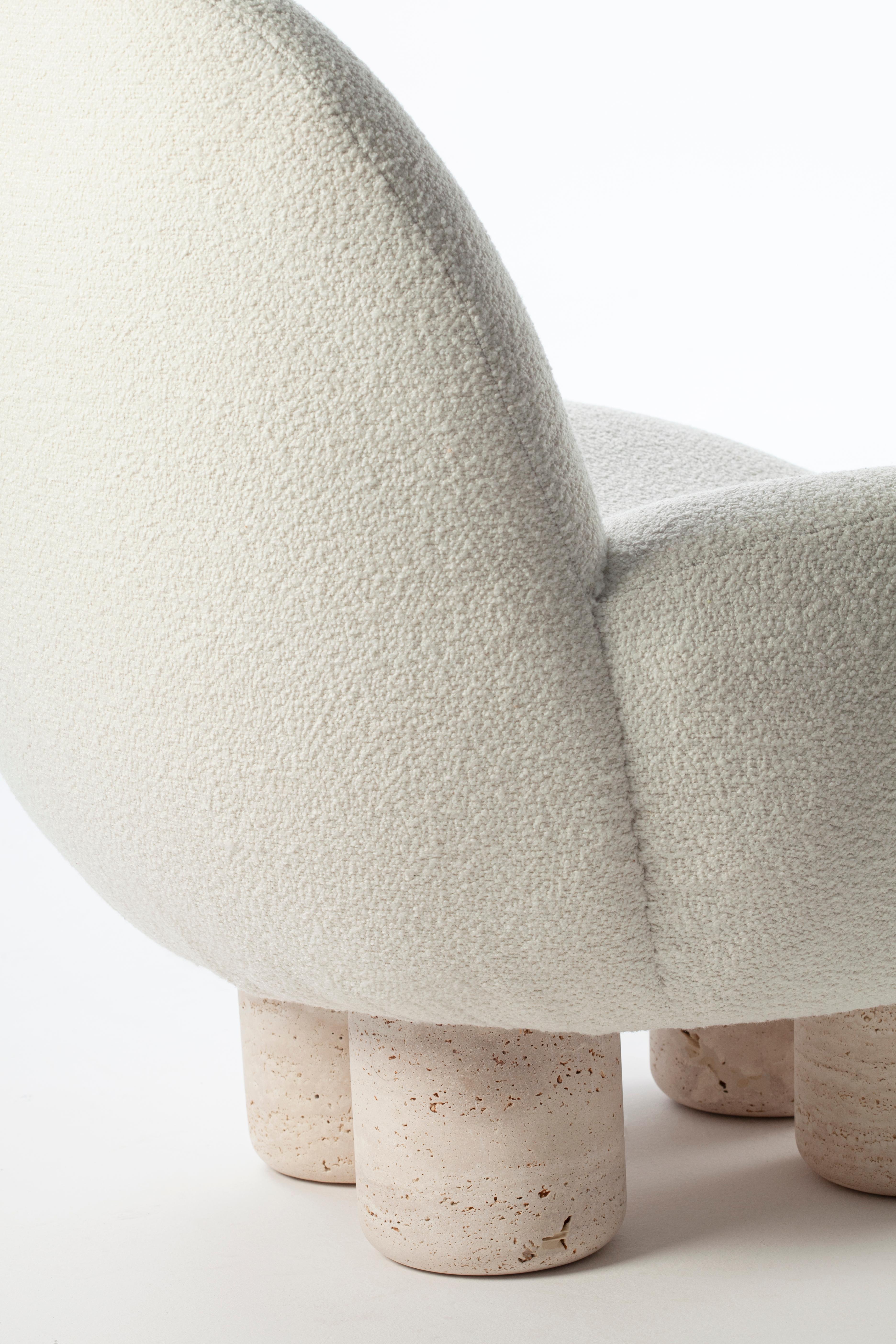 Zeitgenössische moderne Hygge-Lounge aus Stoff und Travertin, 2er-Set von Sammler im Angebot 6