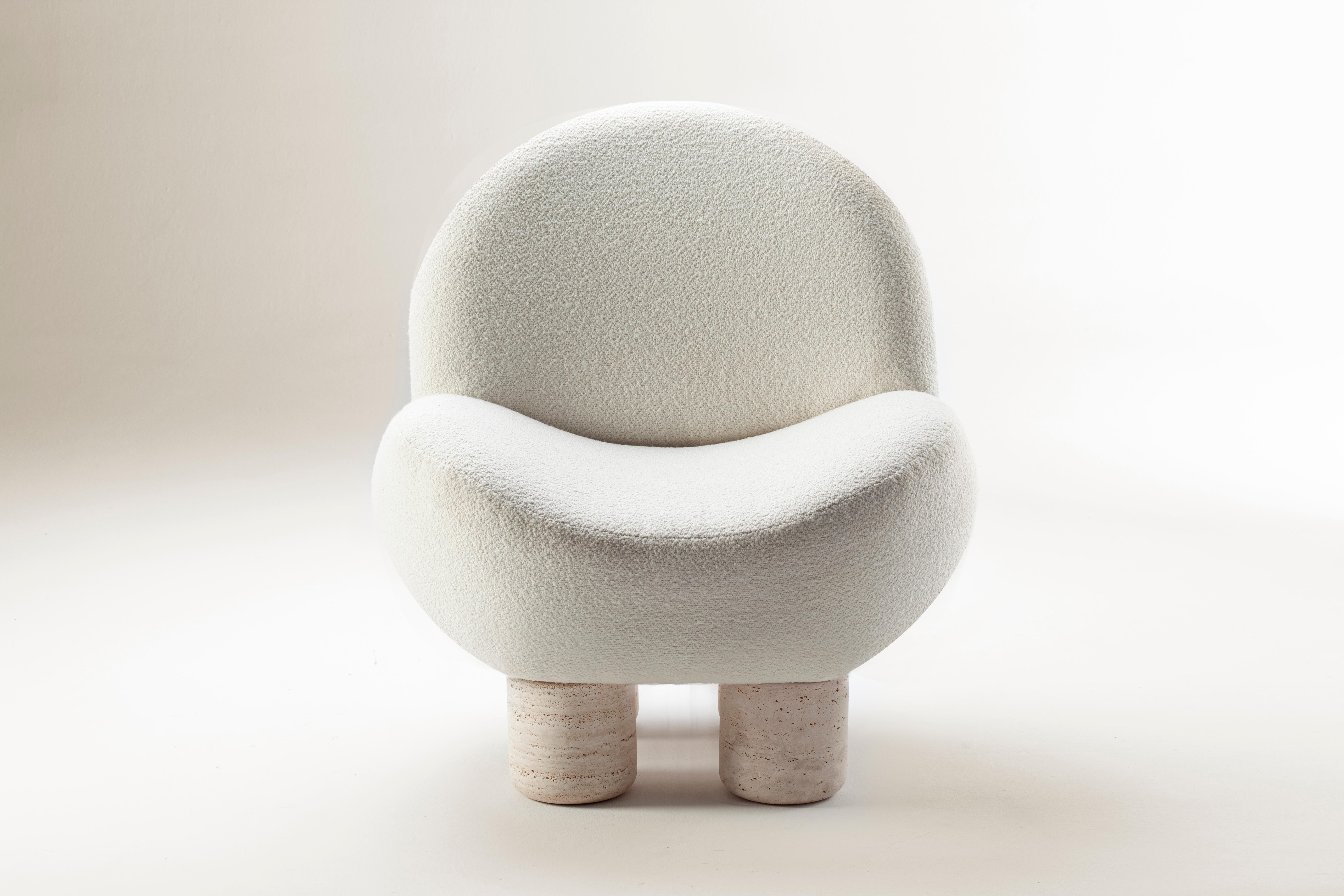 Zeitgenössische moderne Hygge-Lounge aus Stoff und Travertin, 2er-Set von Sammler im Zustand „Neu“ im Angebot in Castelo da Maia, PT