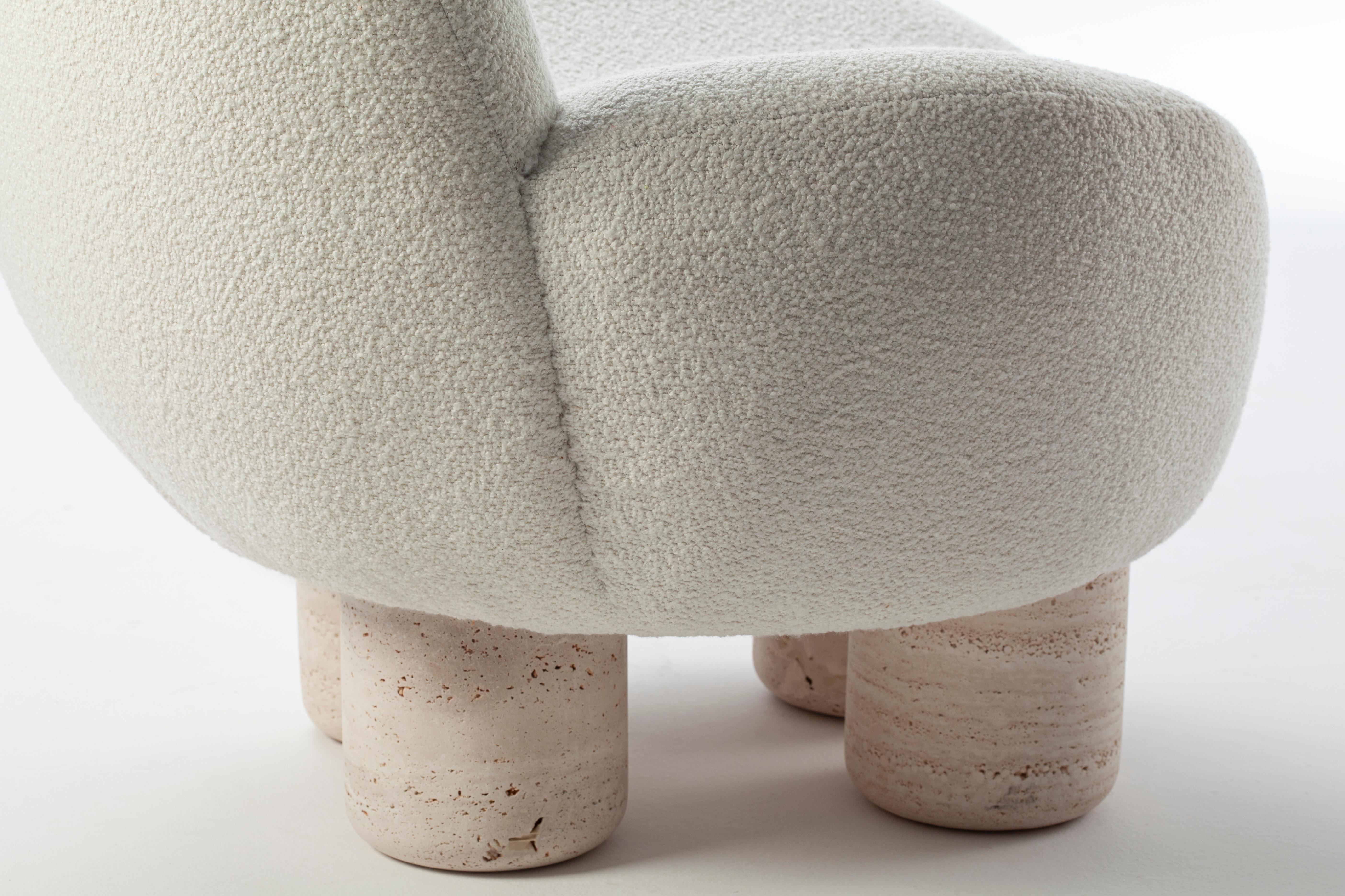 Zeitgenössische moderne Hygge-Lounge aus Stoff und Travertin, 2er-Set von Sammler im Angebot 5