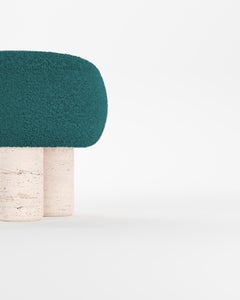 21st Century Designed by Saccal Design House Hygge Stool Bouclé Travertino