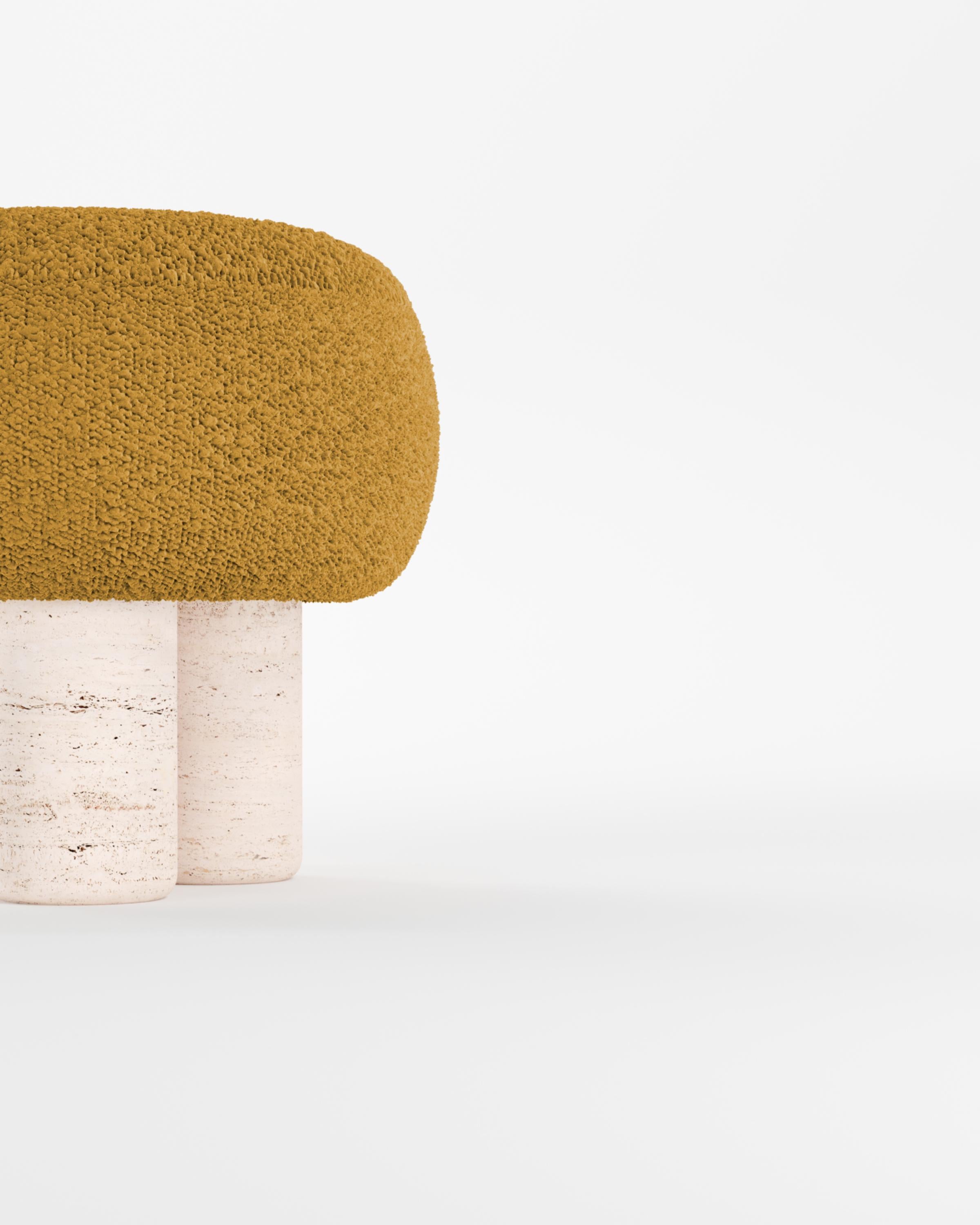 21ème siècle Conçu par Saccal Design House Tabouret Hygge en travertin bouclé Neuf - En vente à Castelo da Maia, PT