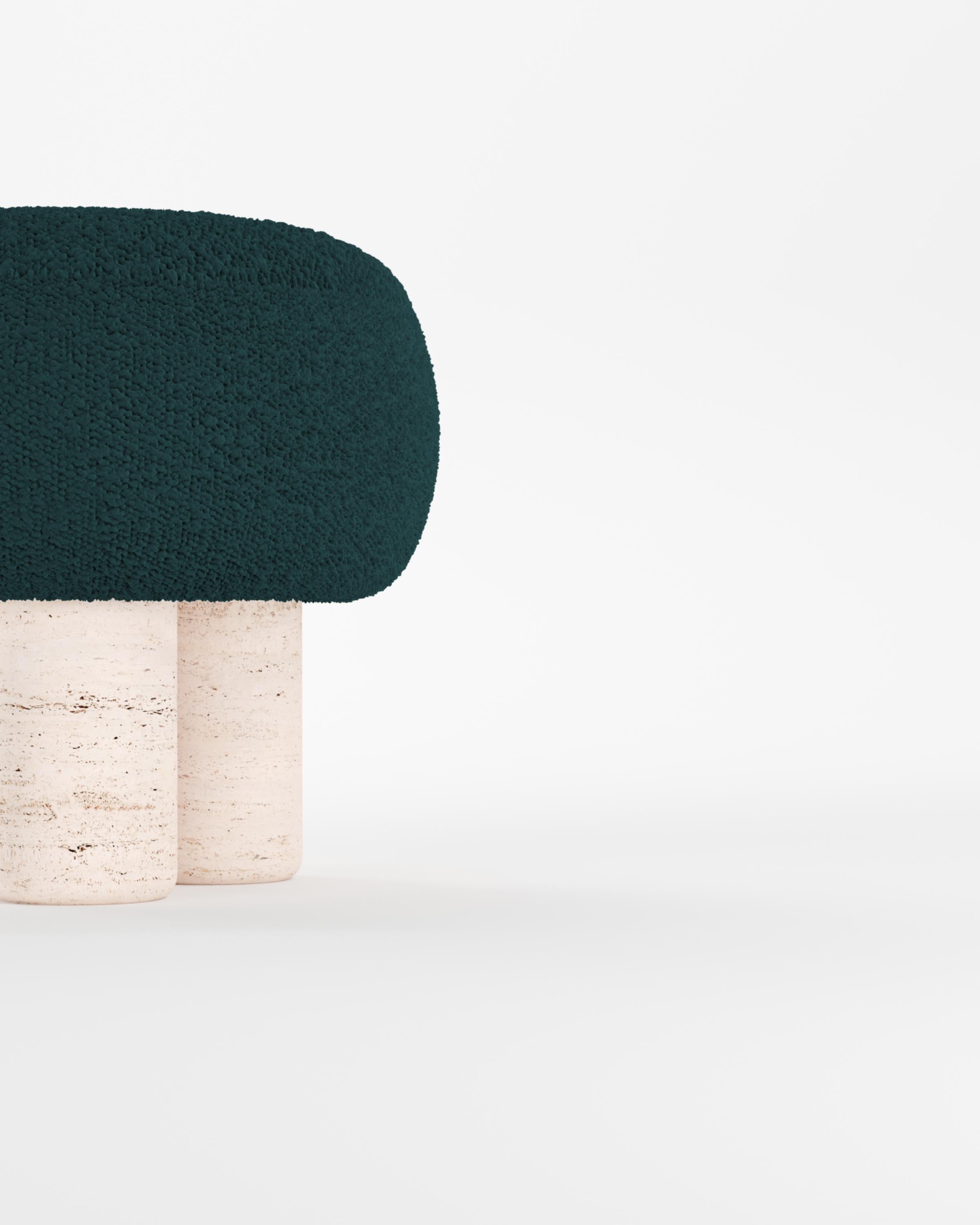21st Century Designed by Saccal Design House Hygge Stool Boucle Travertino In New Condition For Sale In Castelo da Maia, PT