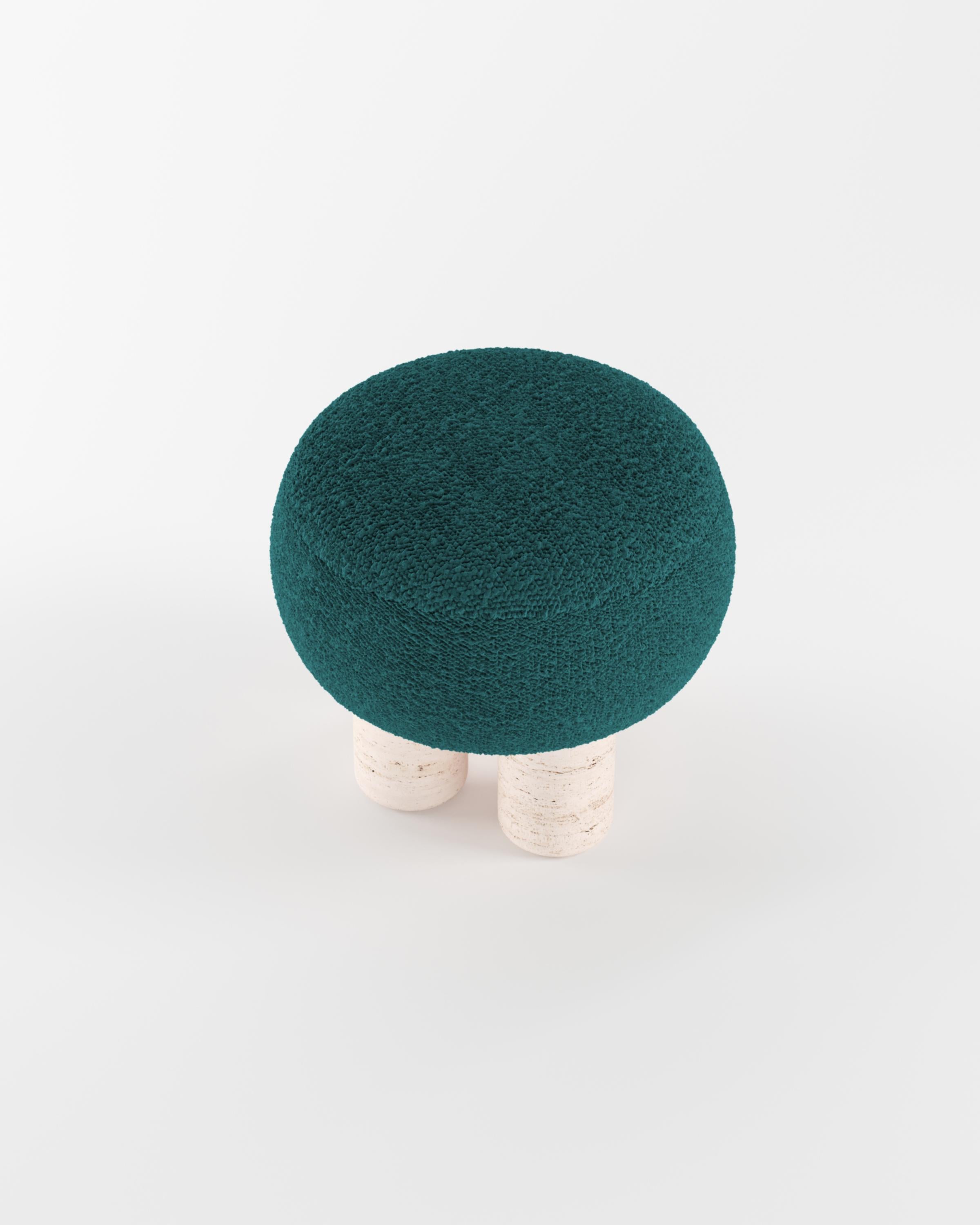 21st Century Designed by Saccal Design House Hygge Stool Bouclé Travertino In New Condition For Sale In Castelo da Maia, PT