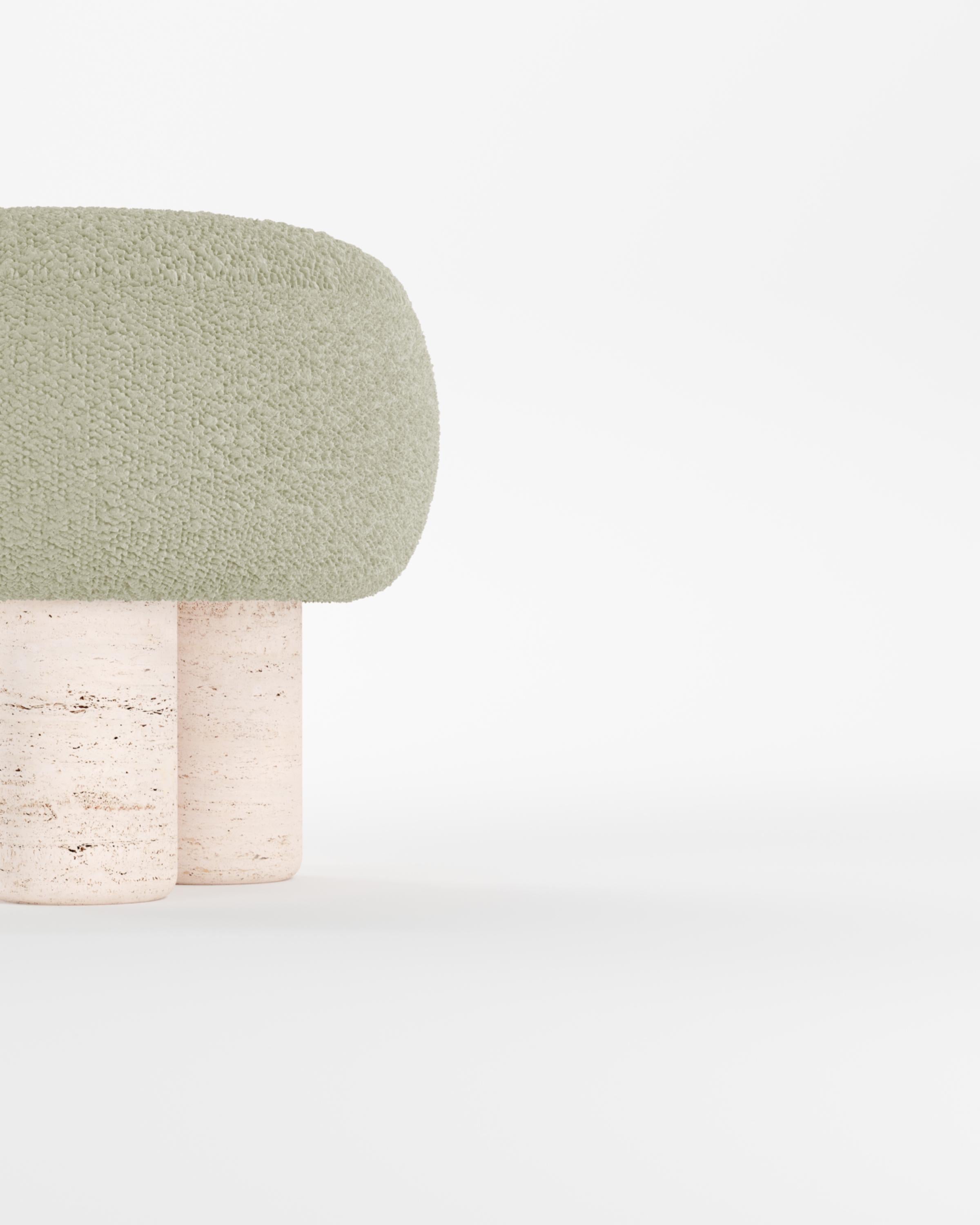21st Century Designed by Saccal Design House Hygge Stool Bouclé Travertino In New Condition For Sale In Castelo da Maia, PT