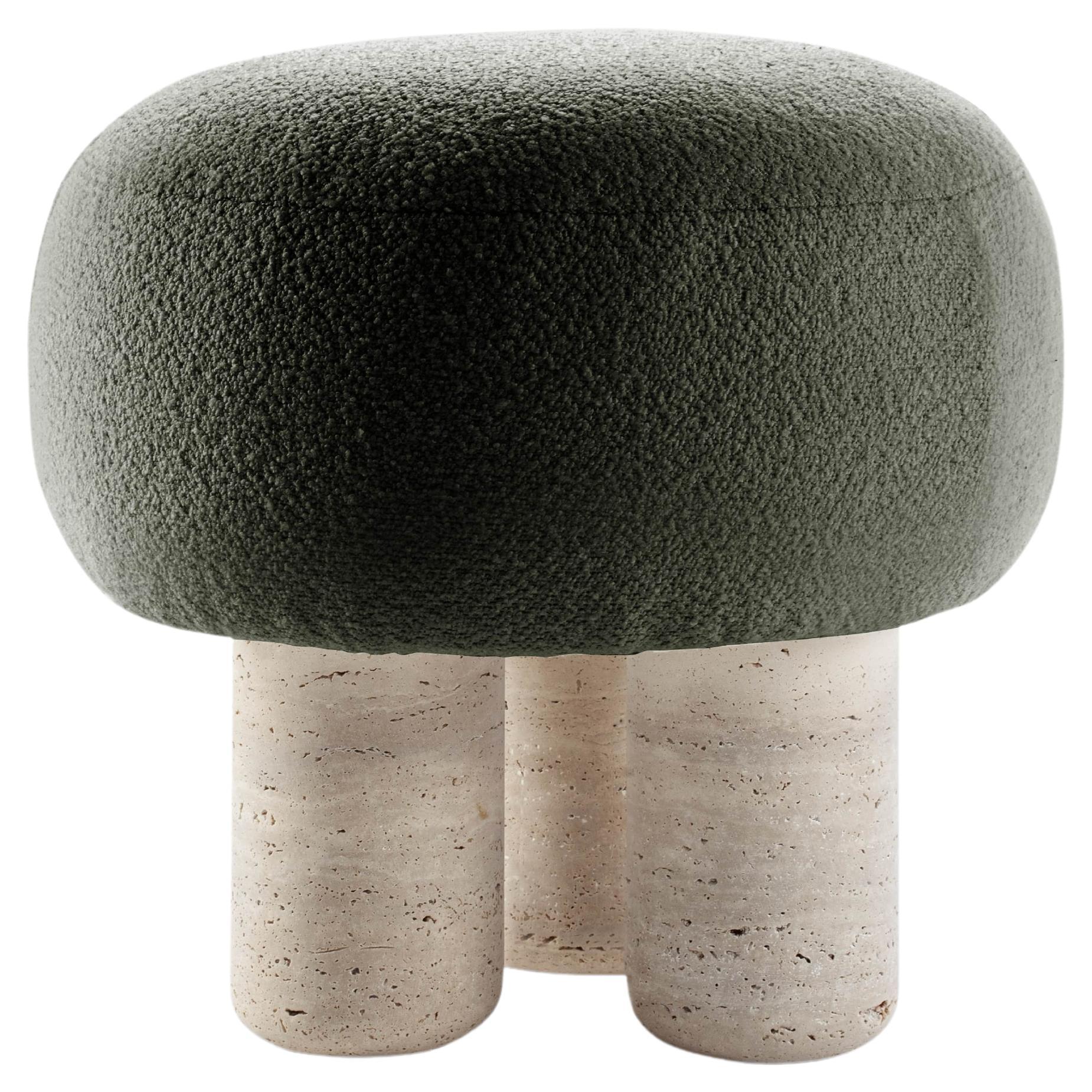 21st Century Designed by Saccal Design House Hygge Stool Boucle Travertino