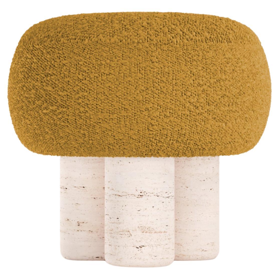 21st Century Designed by Saccal Design House Hygge Stool Boucle Travertino For Sale