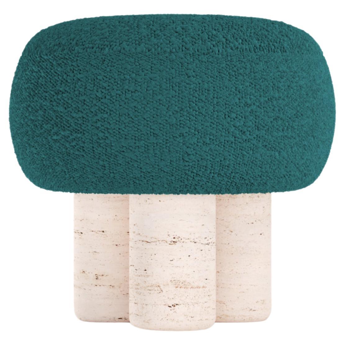 21st Century Designed by Saccal Design House Hygge Stool Bouclé Travertino For Sale