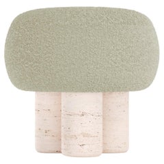 21st Century Designed by Saccal Design House Hygge Stool Bouclé Travertino