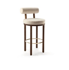 21e siècle conçu par Studio Rig Moca Bar Chair Fabric Oak, lot de 4
