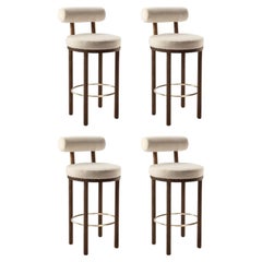 21e siècle conçu par Studio Rig Moca Bar Chair Fabric Oak, lot de 4