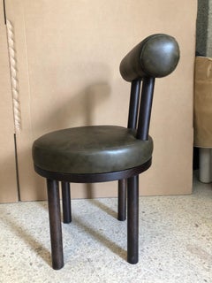 Modern Moca Chair in Leather & Dark Oak made in Portugal by Collector