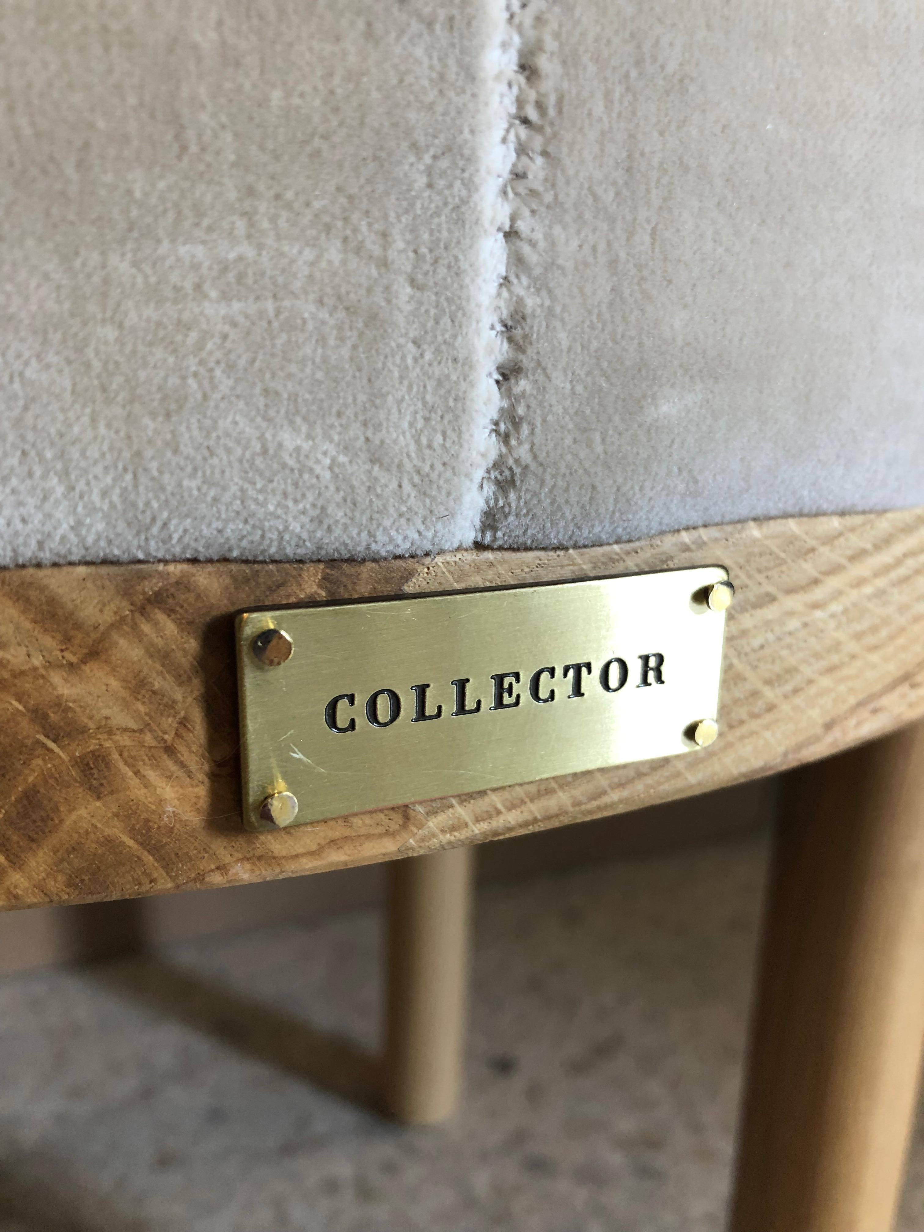 Contemporary Modern Moca Chair in Oak & Beige Velvet Fabric by Collector Studio In New Condition For Sale In Castelo da Maia, PT