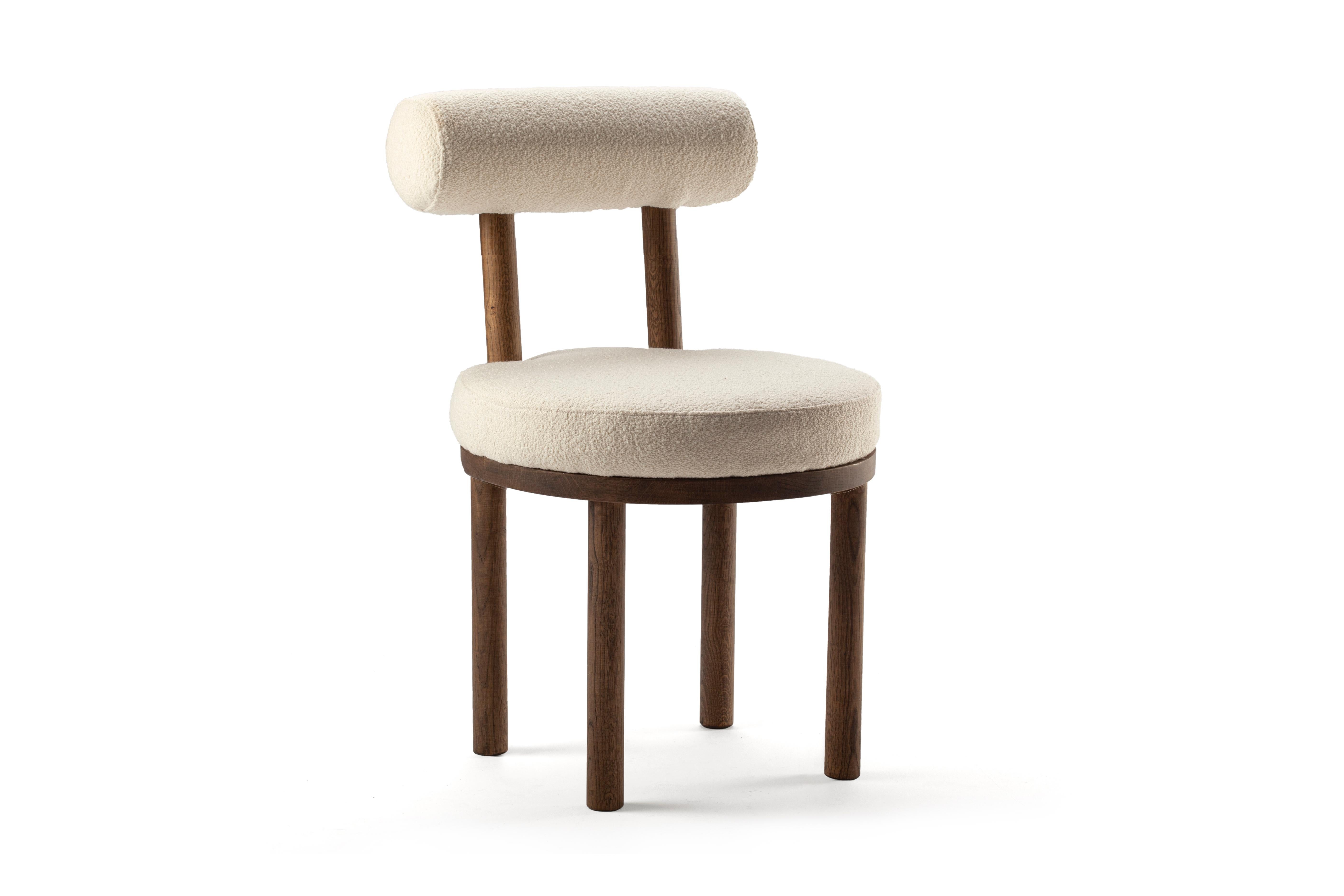 Portugais 21e siècle Design/One Studio Rig Moca Chair Fabric Oak Oak, set of 2 en vente