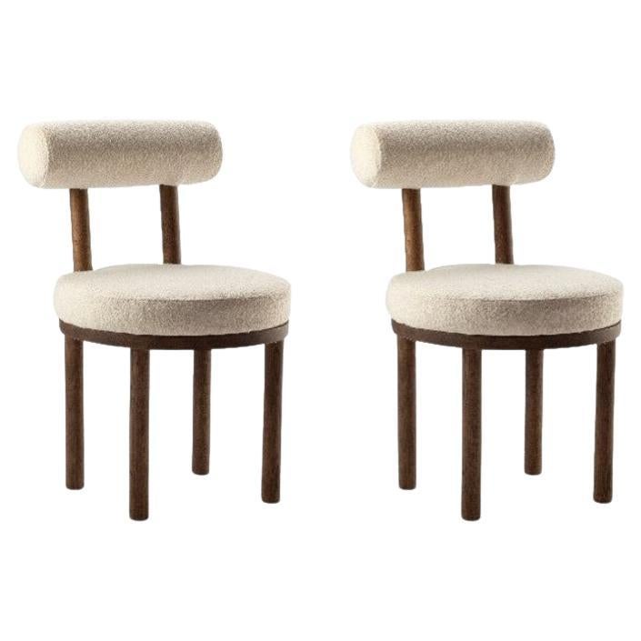 21e siècle Design/One Studio Rig Moca Chair Fabric Oak Oak, set of 2 en vente