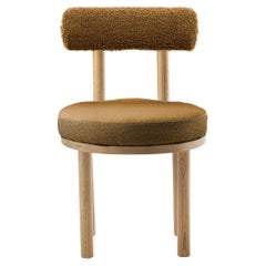Contemporary Modern Moca Chair in Oak & Boucle Gold by Collector Studio