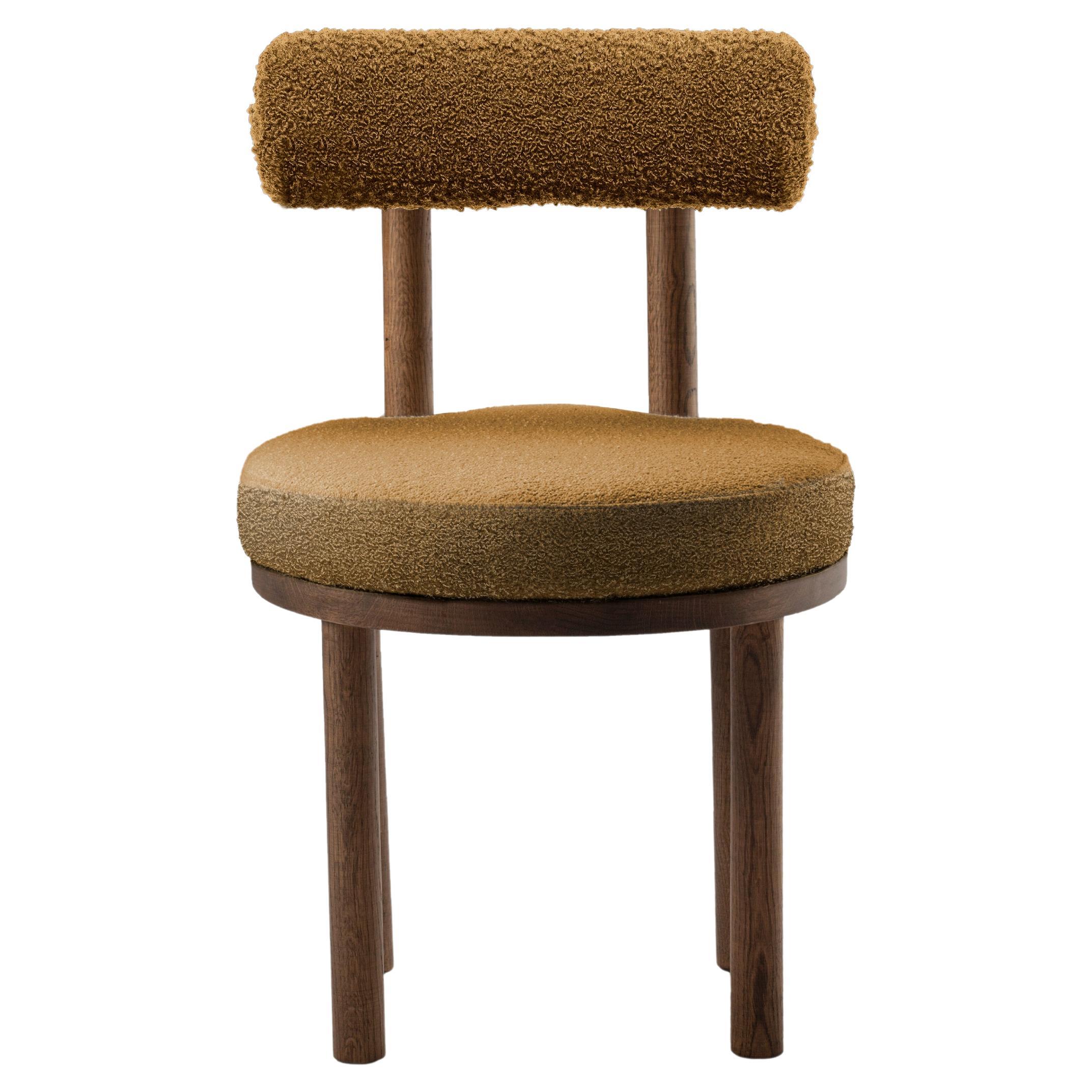 Contemporary Modern Moca Chair in Smoked Oak & Boucle Gold by Collector Studio