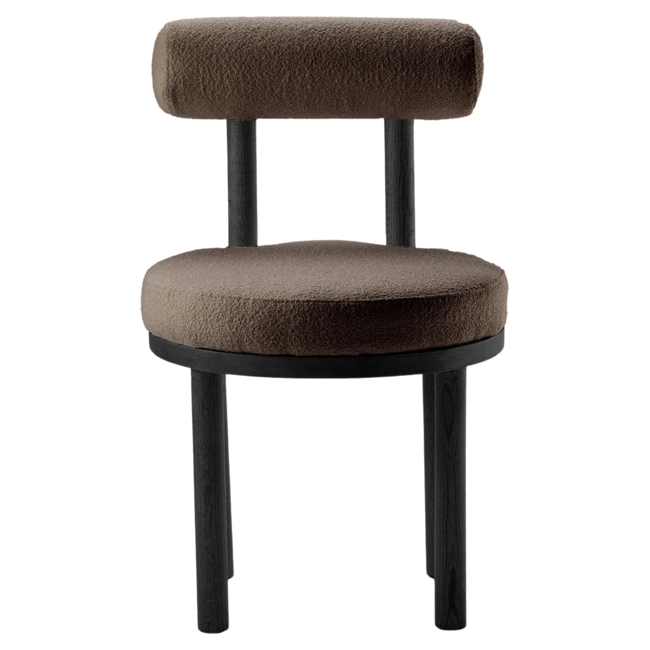 Contemporary Modern Moca Chair in Gila Smoke Fabric & Black Oak by Collector For Sale