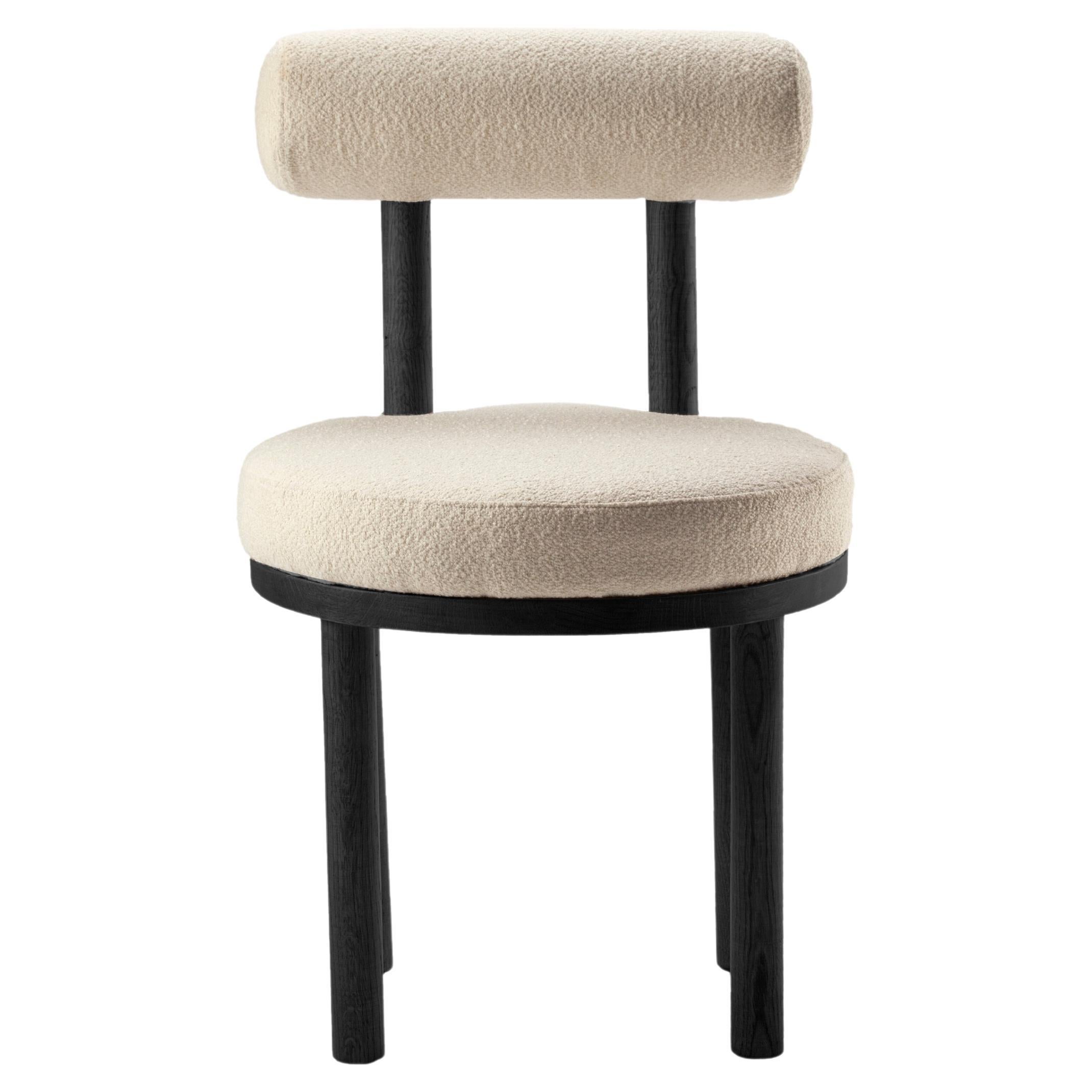 Contemporary Modern Moca Chair in Zumirez Linen Fabric & Black Oak by Collector For Sale