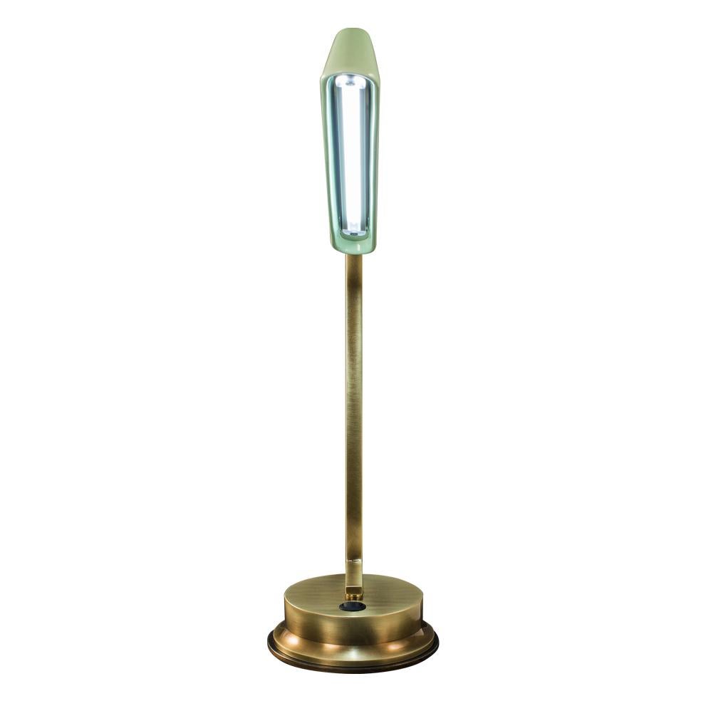 Modern 21st Century, Desk lamp in golden bronze  with porcelain diffuser  For Sale