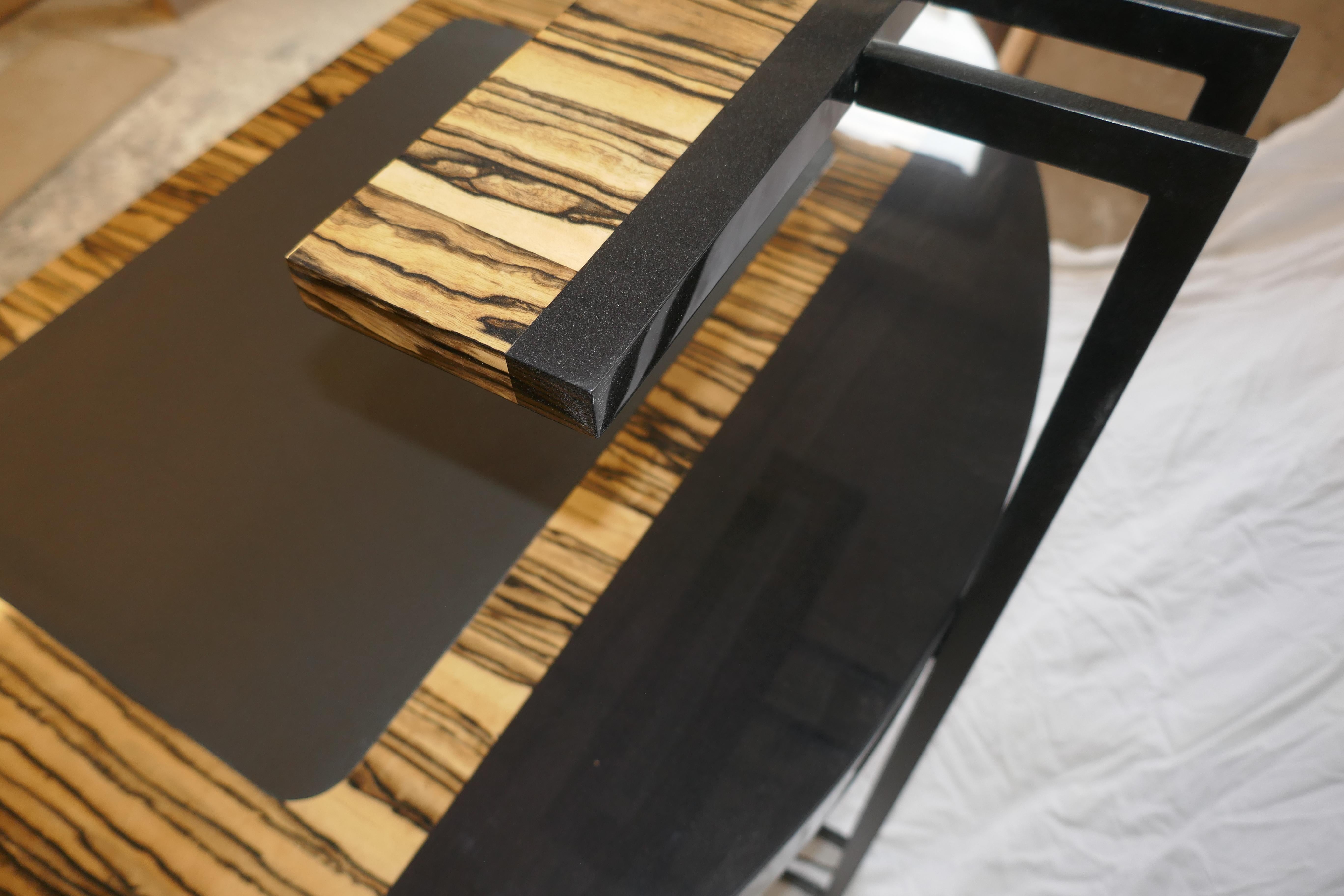 21st Century Desk Wight Ebony and Black Leather with Metal Leg by Aymeric Lefort For Sale 5