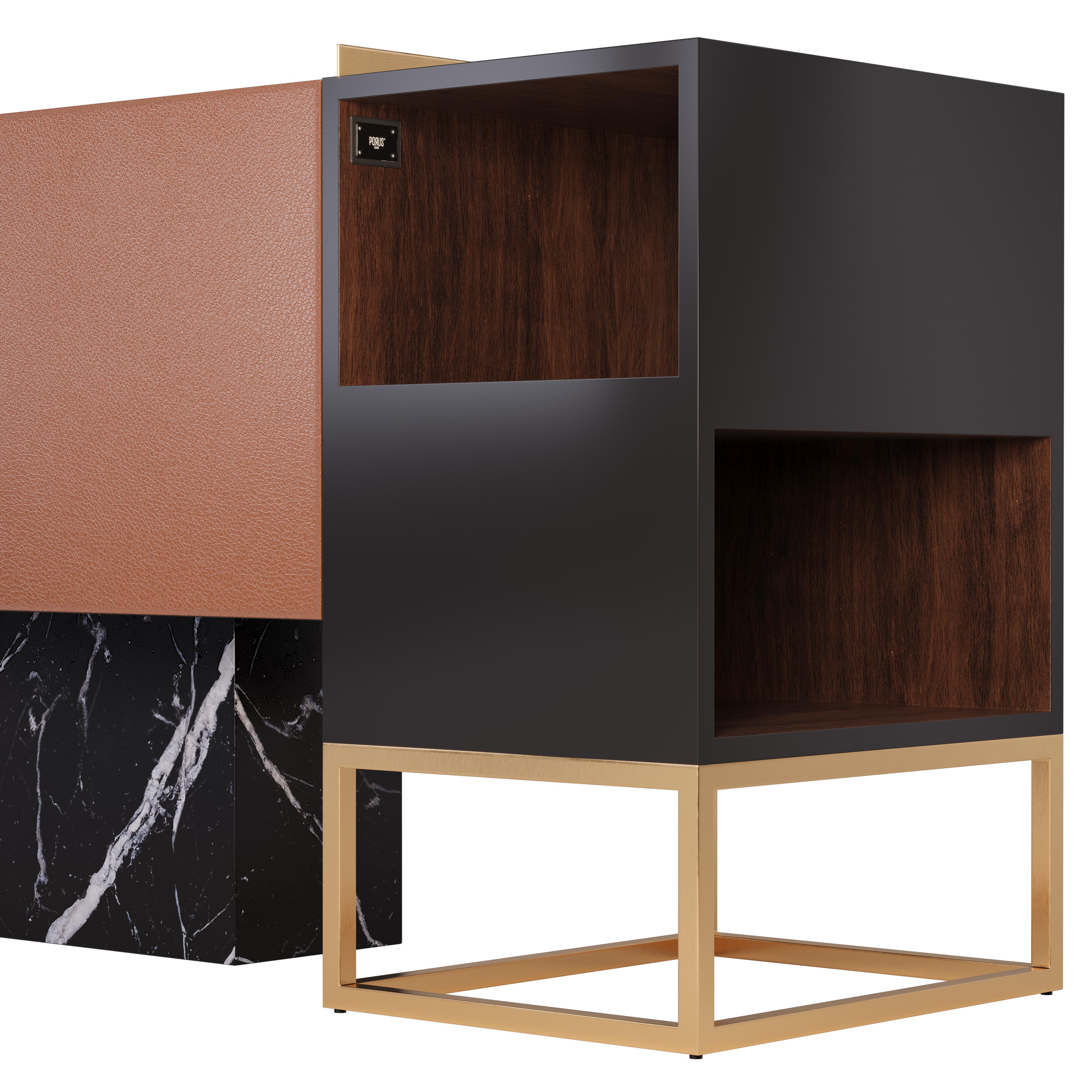 21st Century Detroit Sideboard American Walnut Nero Marquina For Sale 1