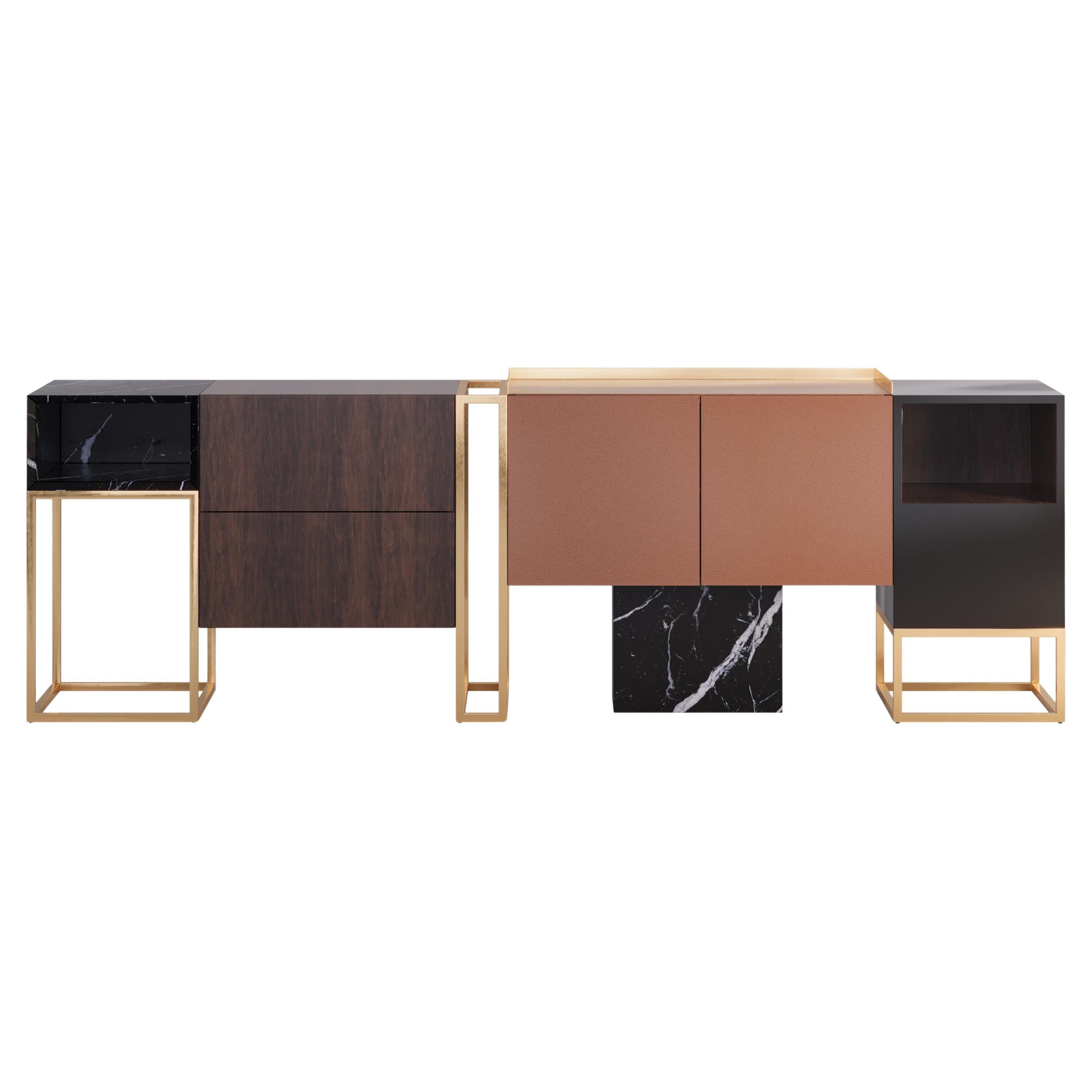21st Century Detroit Sideboard American Walnut Nero Marquina For Sale