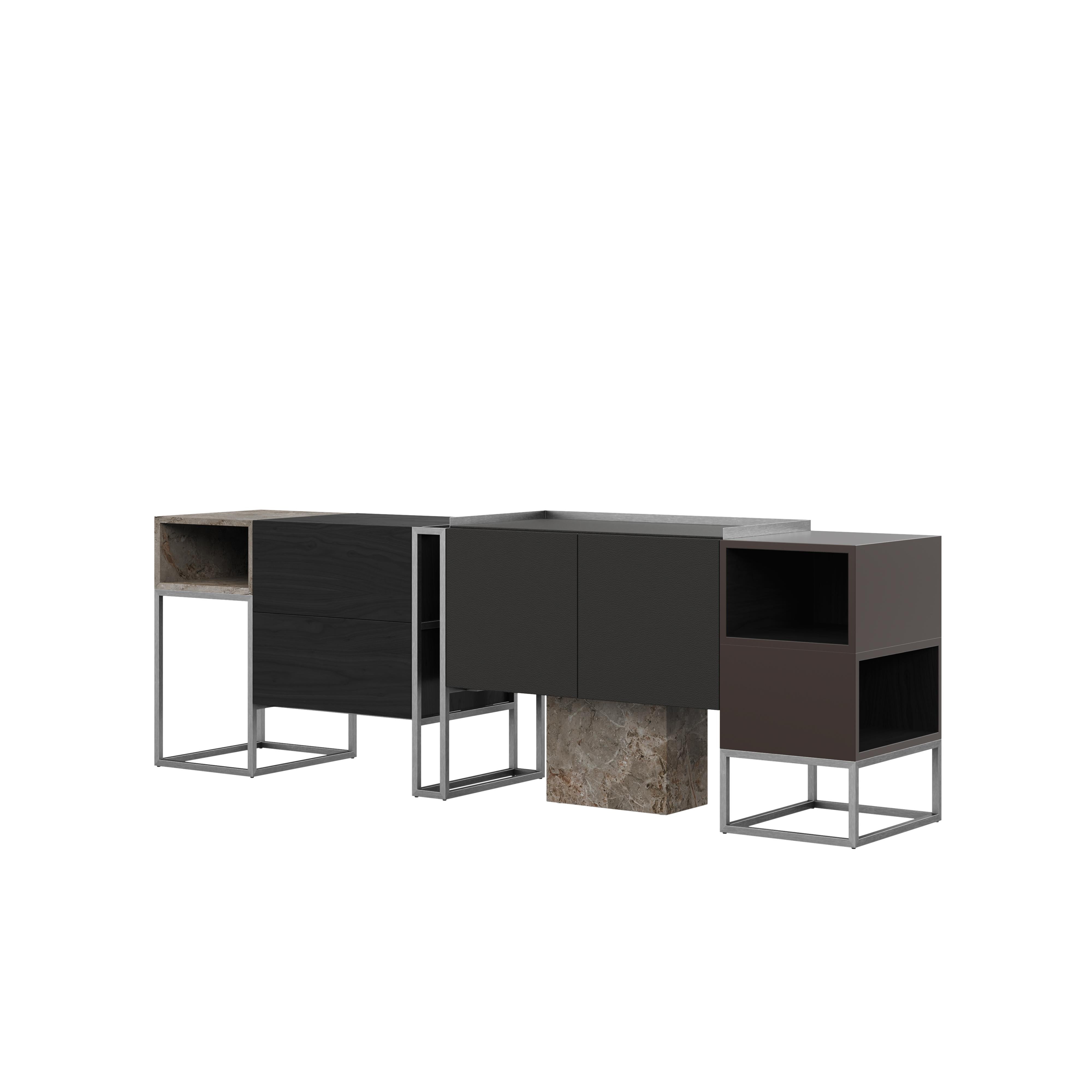 Detroit Sideboard Nussbaum 21. Jahrhundert  Hergestellt in Portugal von Porus Studio im Angebot 3