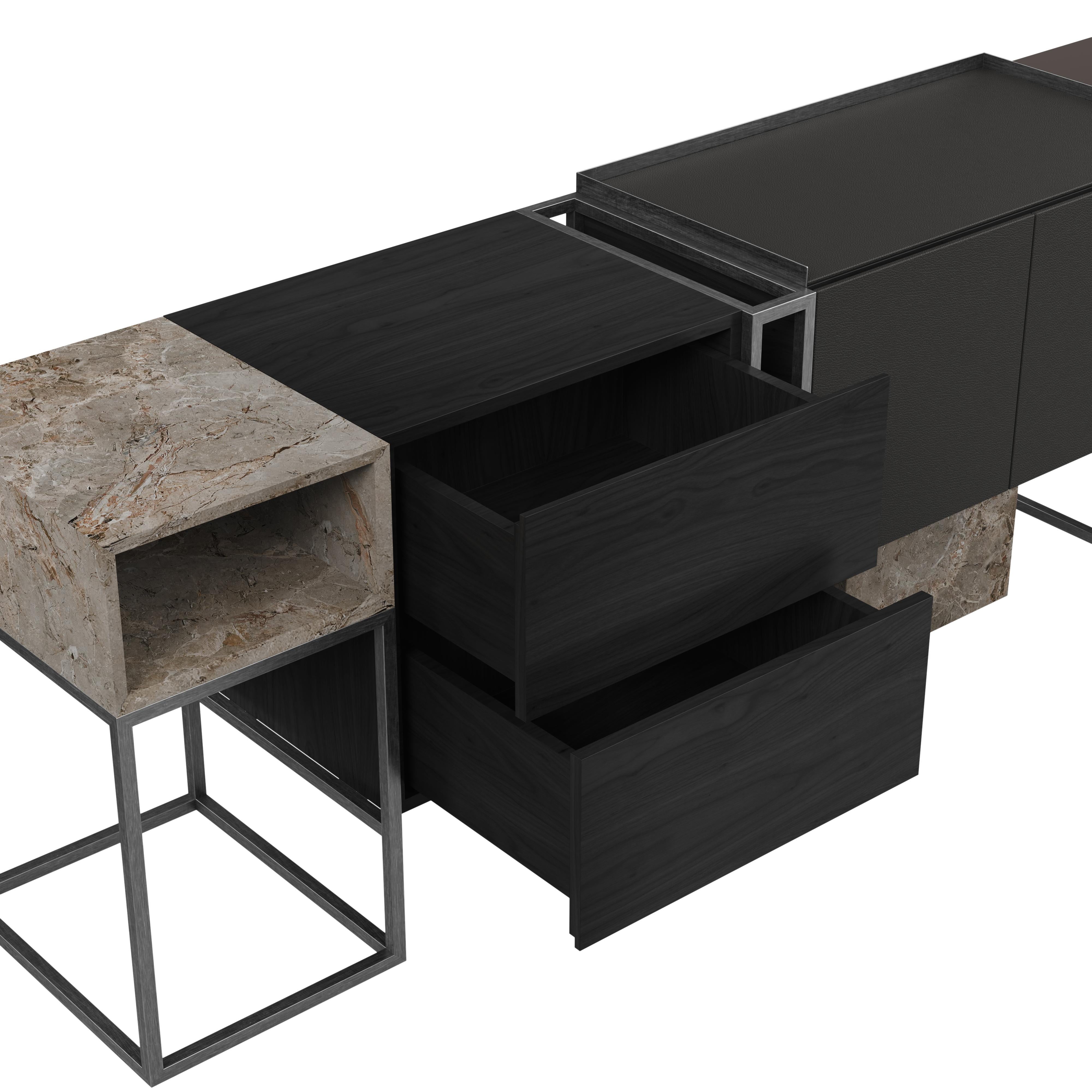 Detroit Sideboard Nussbaum 21. Jahrhundert  Hergestellt in Portugal von Porus Studio im Angebot 5