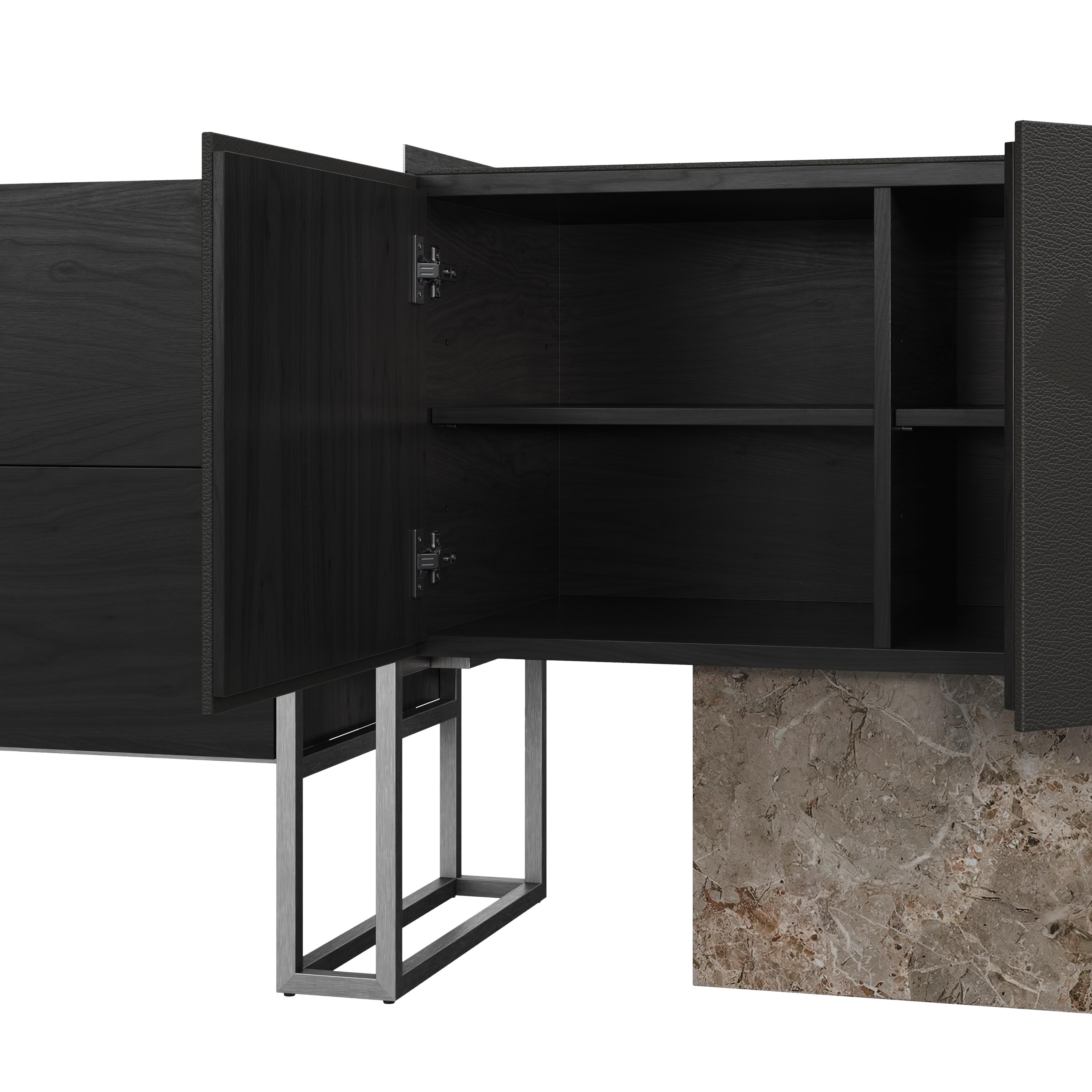 Detroit Sideboard Nussbaum 21. Jahrhundert  Hergestellt in Portugal von Porus Studio im Angebot 6