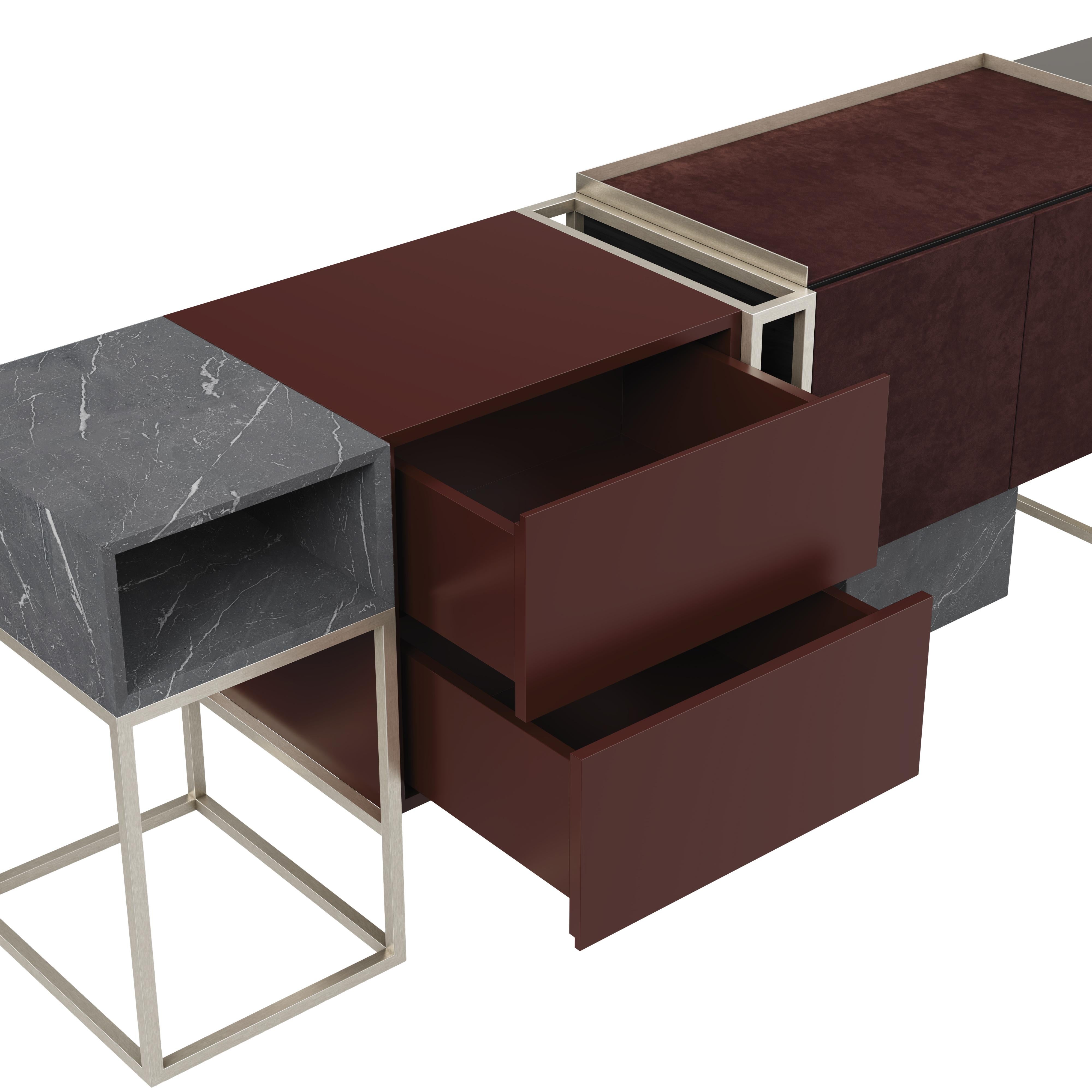 Detroit Sideboard Nussbaum 21. Jahrhundert  Hergestellt in Portugal von Porus Studio im Angebot 7