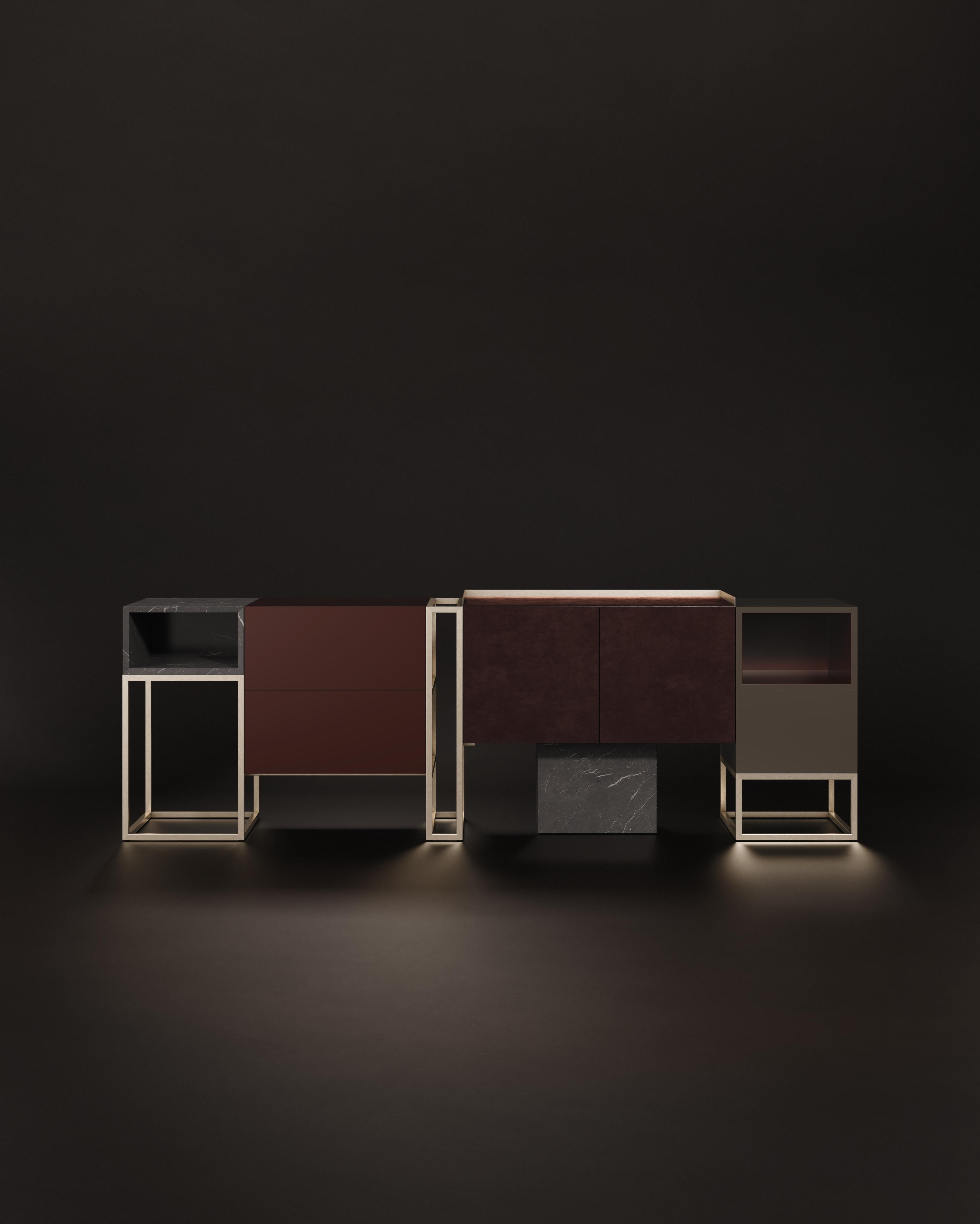 Detroit Sideboard Nussbaum 21. Jahrhundert  Hergestellt in Portugal von Porus Studio im Angebot 9