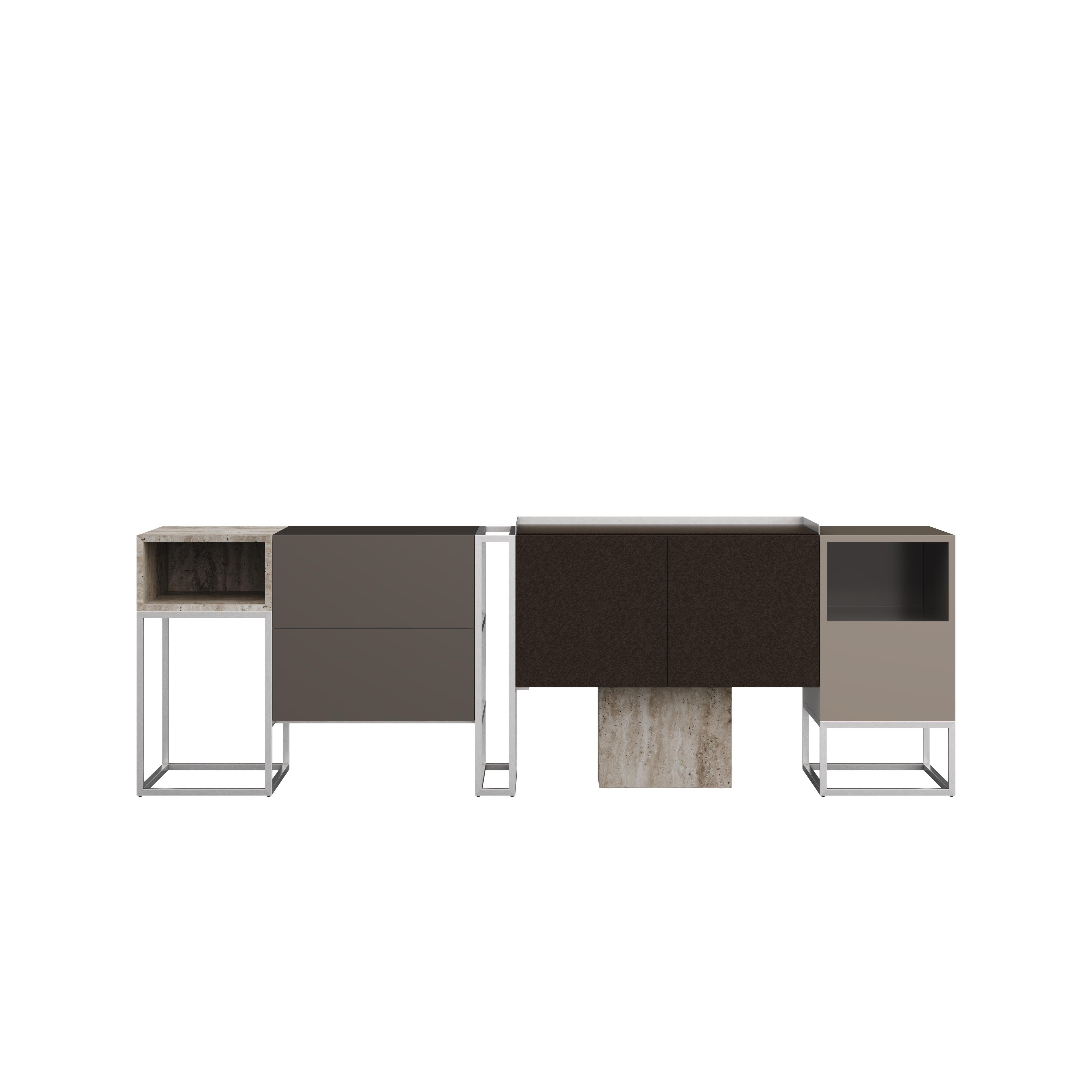 Detroit Sideboard Nussbaum 21. Jahrhundert  Hergestellt in Portugal von Porus Studio (Gebürstet) im Angebot