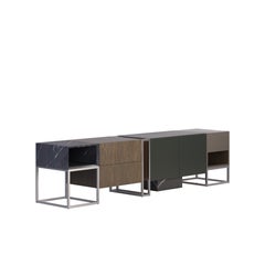 21st Century Detroit TV Unit Brass Marble Lacquered Wood